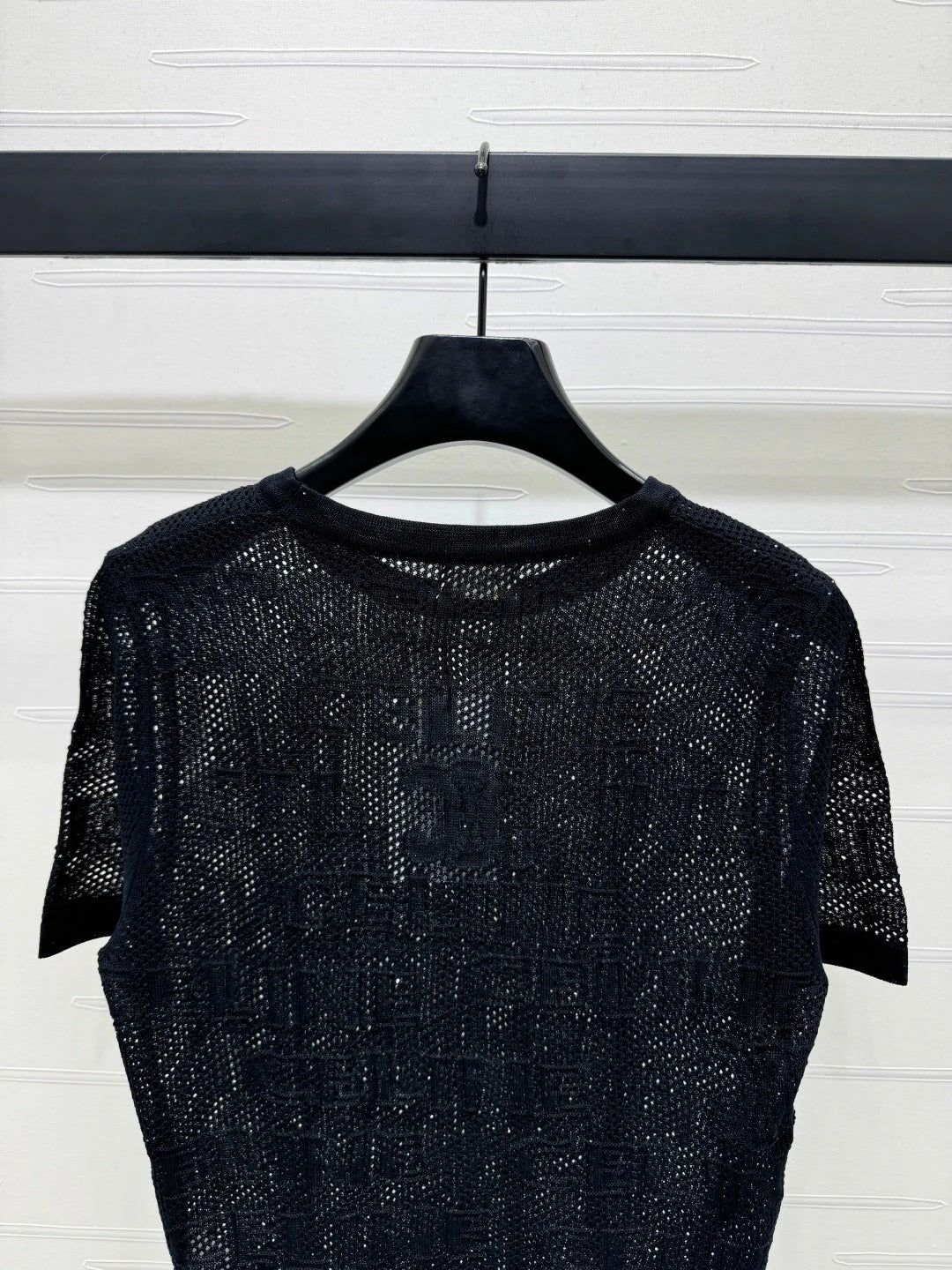 CELINE SHORT-SLEEVE CROCHET TOP BLACK 274808