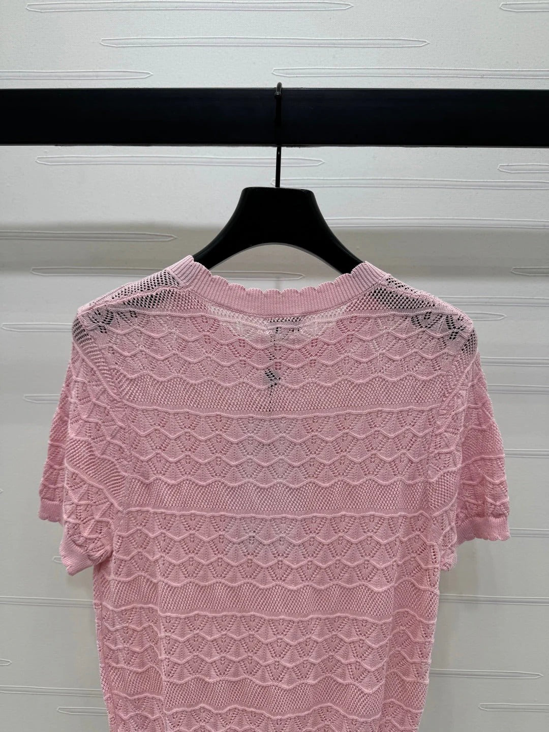 CHANEL 25S HOLLOW KNIT SHORT SLEEVE TOP 264152