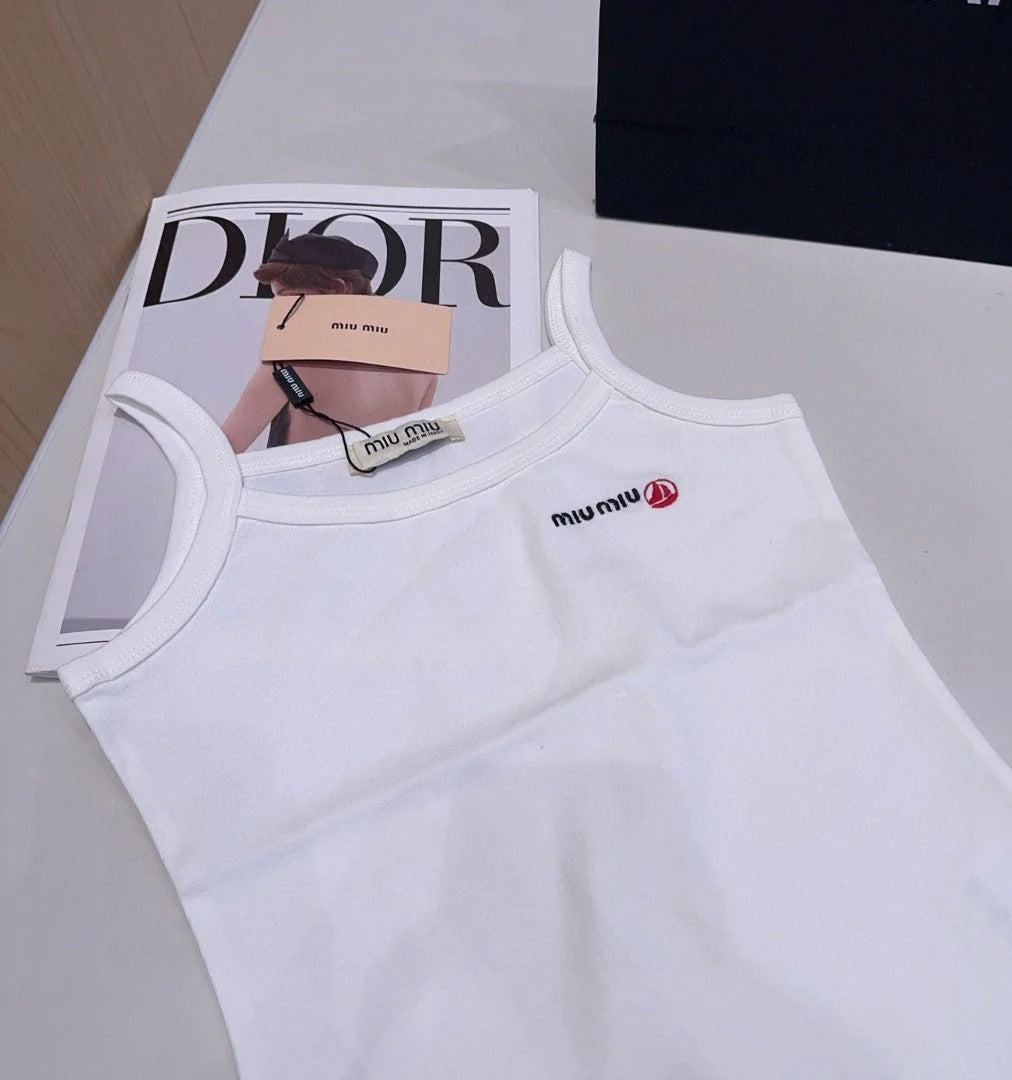 CAMISOLE 613778 IN WHITE COTTON RIBBED
