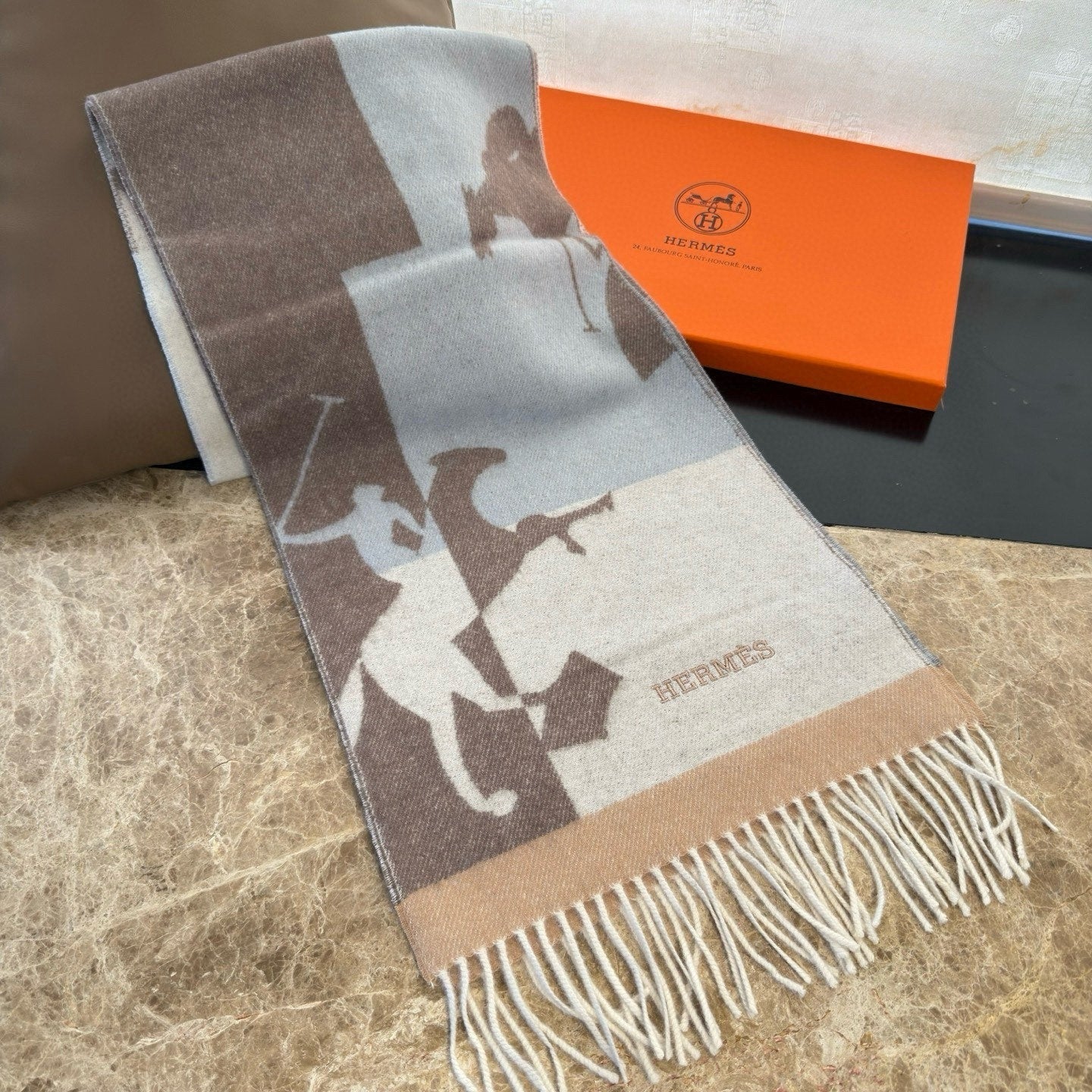 HERMES 25S SCARF 170 IN CASHMERE 854666