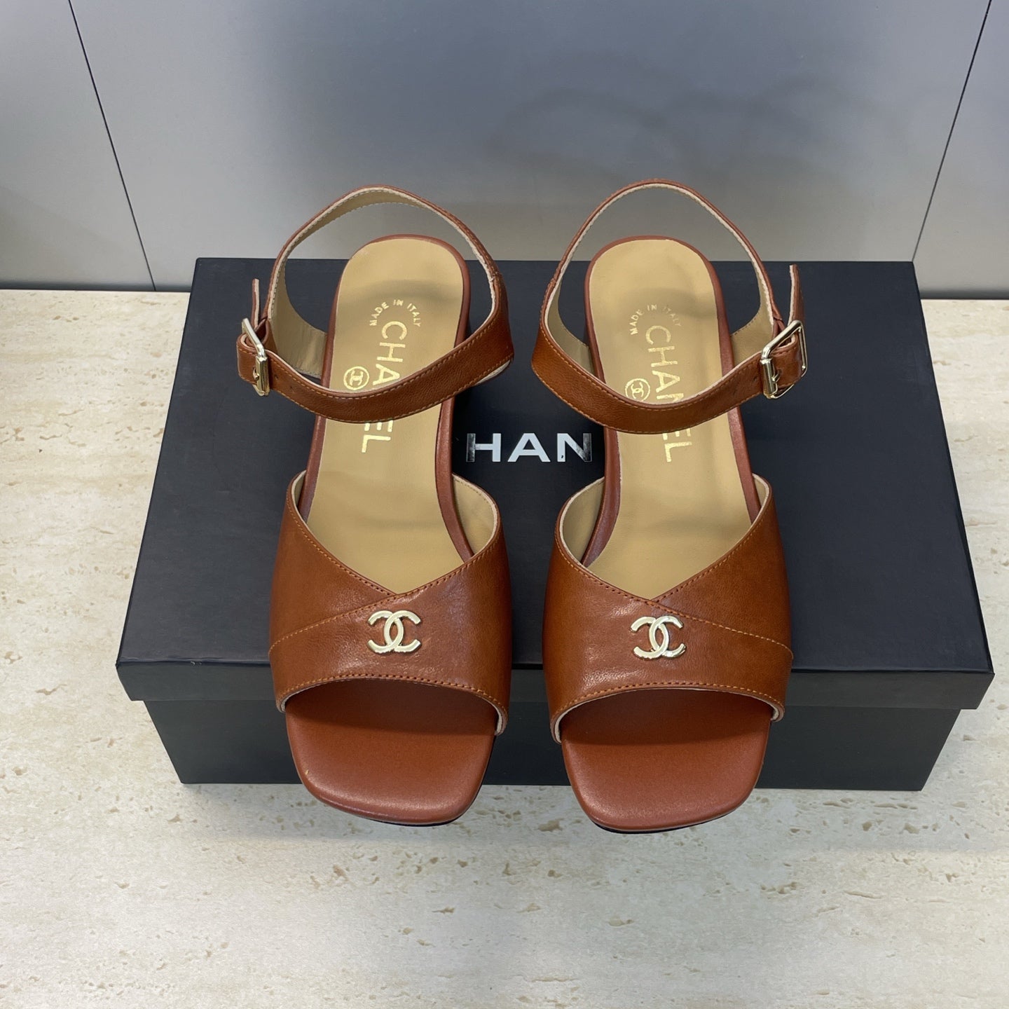 CC 26 Heeled Sandal 45mm Brown Beige Sheepskin 607474