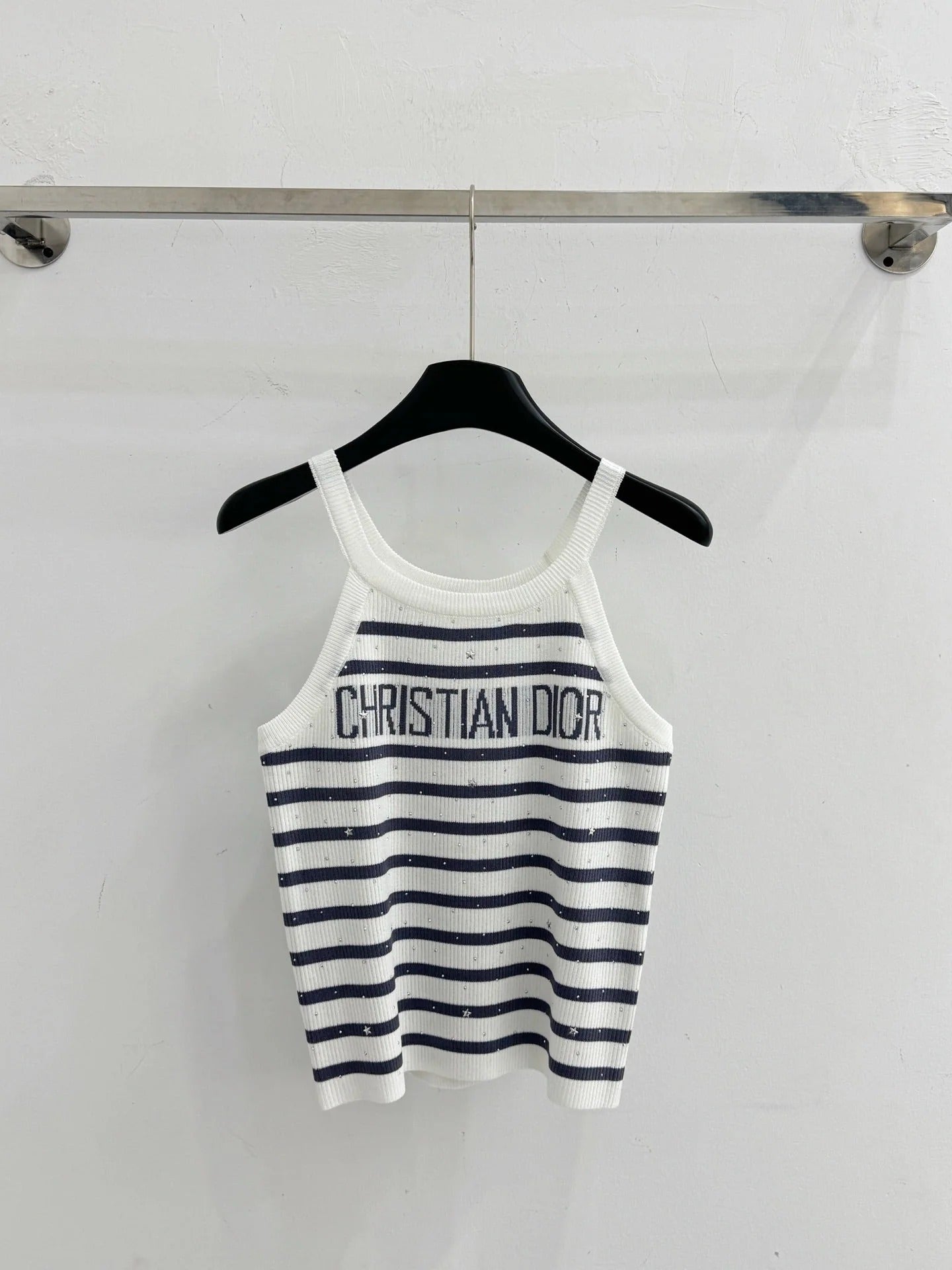 Dior 2026 Striped Rhinestone Letter Knit Camisole Wool 455360