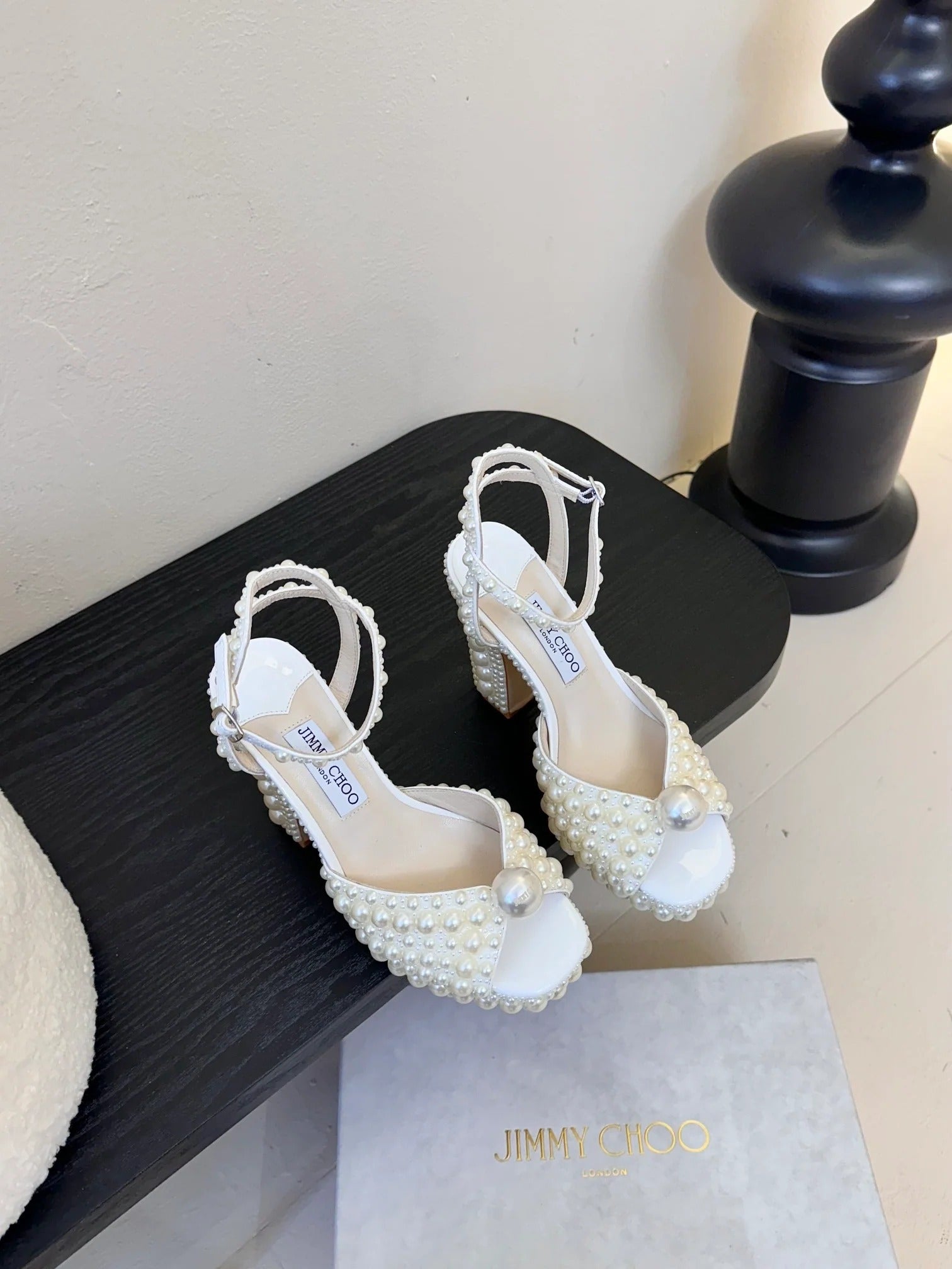 Jimmy Choo 2026 Sacaria 120mm Platform Sandal Pearl Shine White Cowhide
