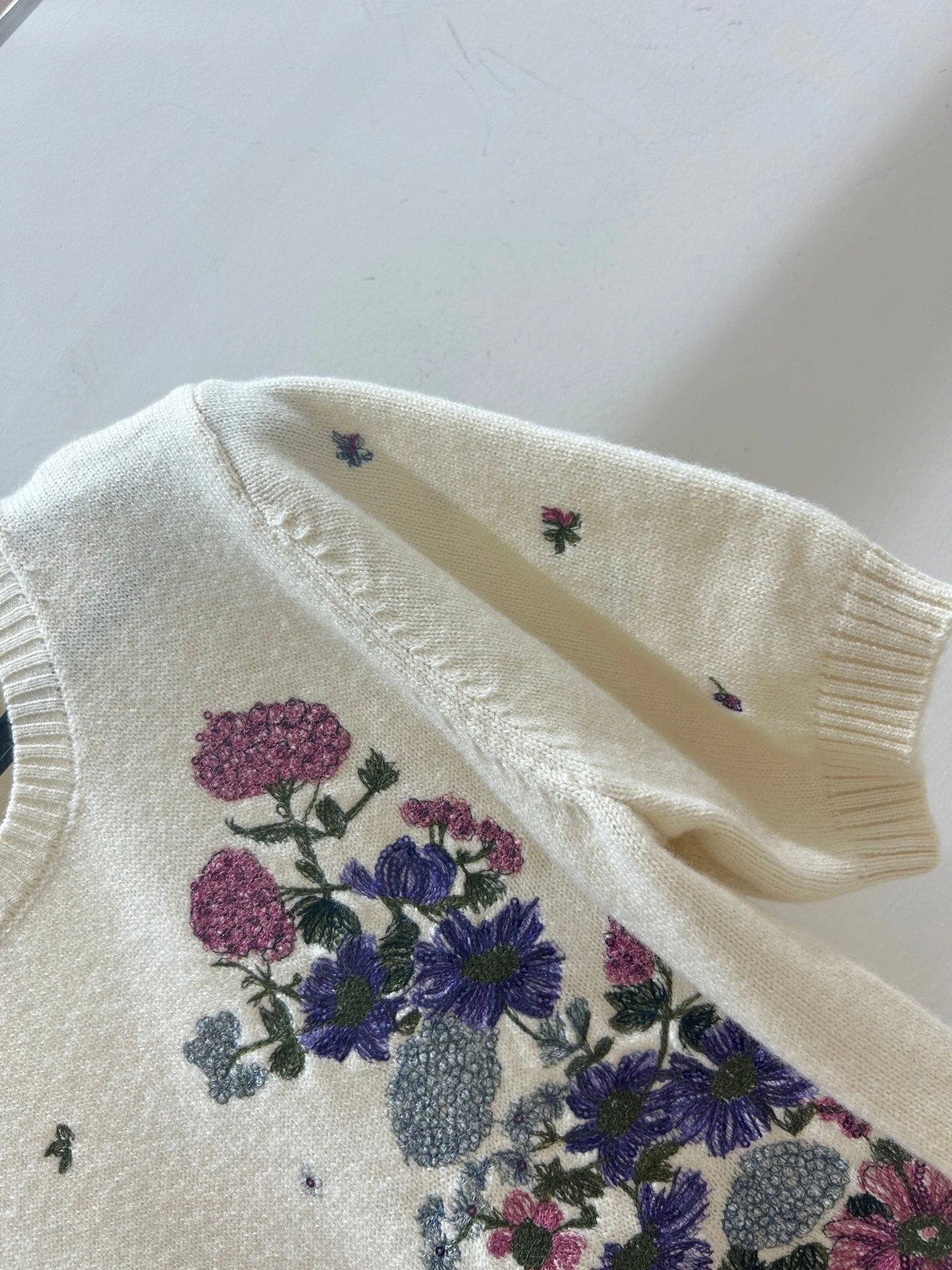 Dior 2026 Flower T-shirt Cream Wool 535388