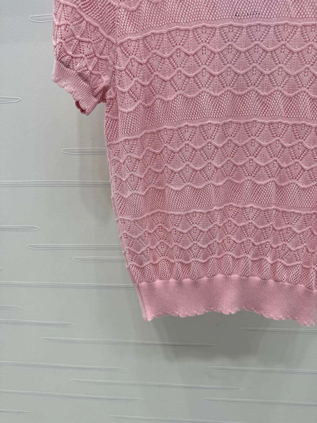 CHANEL 25S HOLLOW KNIT SHORT SLEEVE TOP 264152