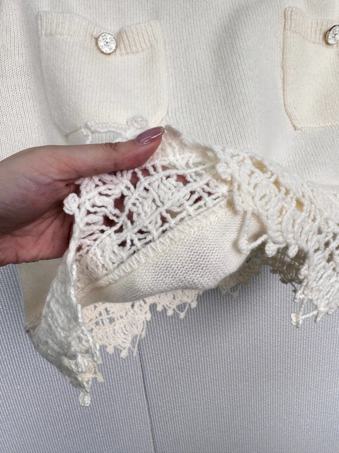 CHANEL 25S KNITTED LACE MIDI SKIRT 416