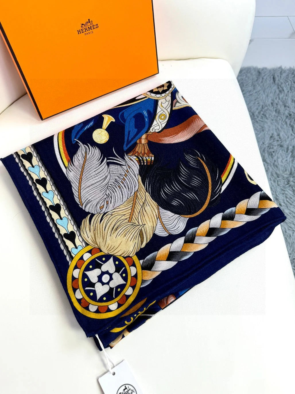 HERMES 25S SCARF 135 IN CASHMERE SILK 730650