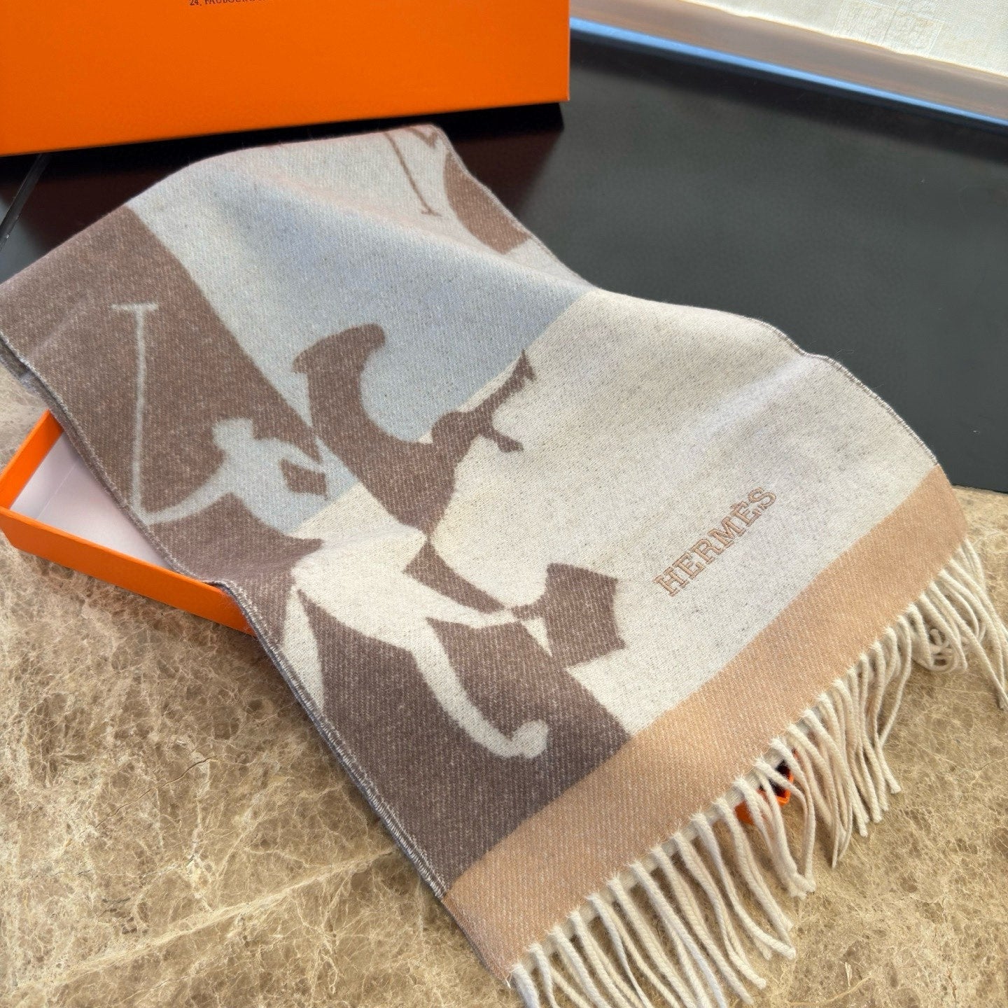 HERMES 25S SCARF 170 IN CASHMERE 854666
