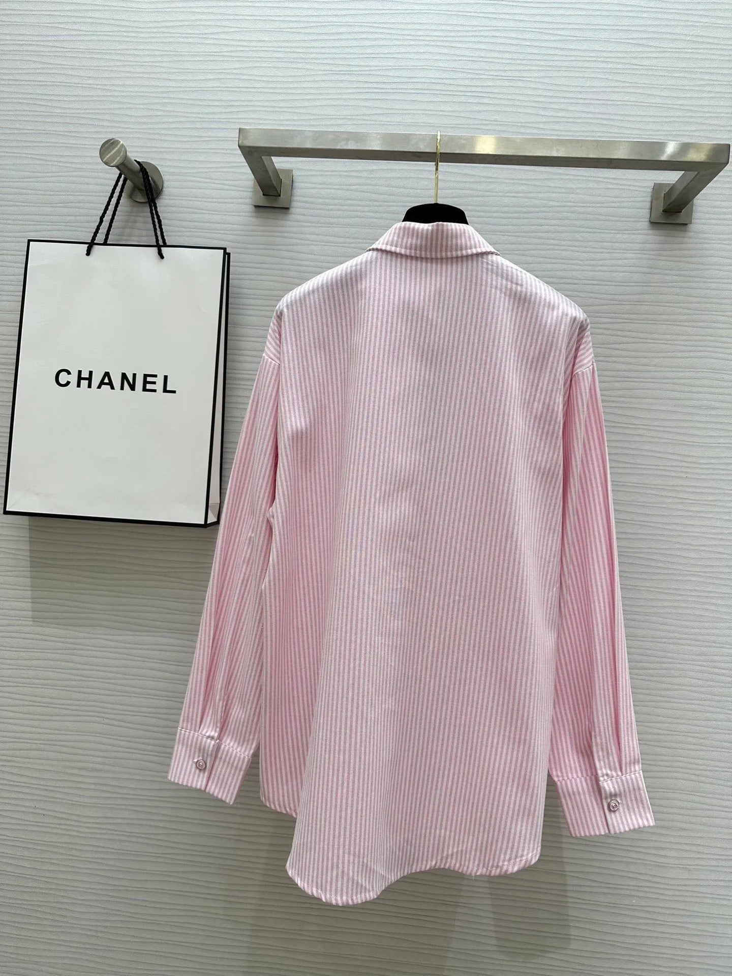 Chanel 2026 Striped Shirt Pink Cotton 352255