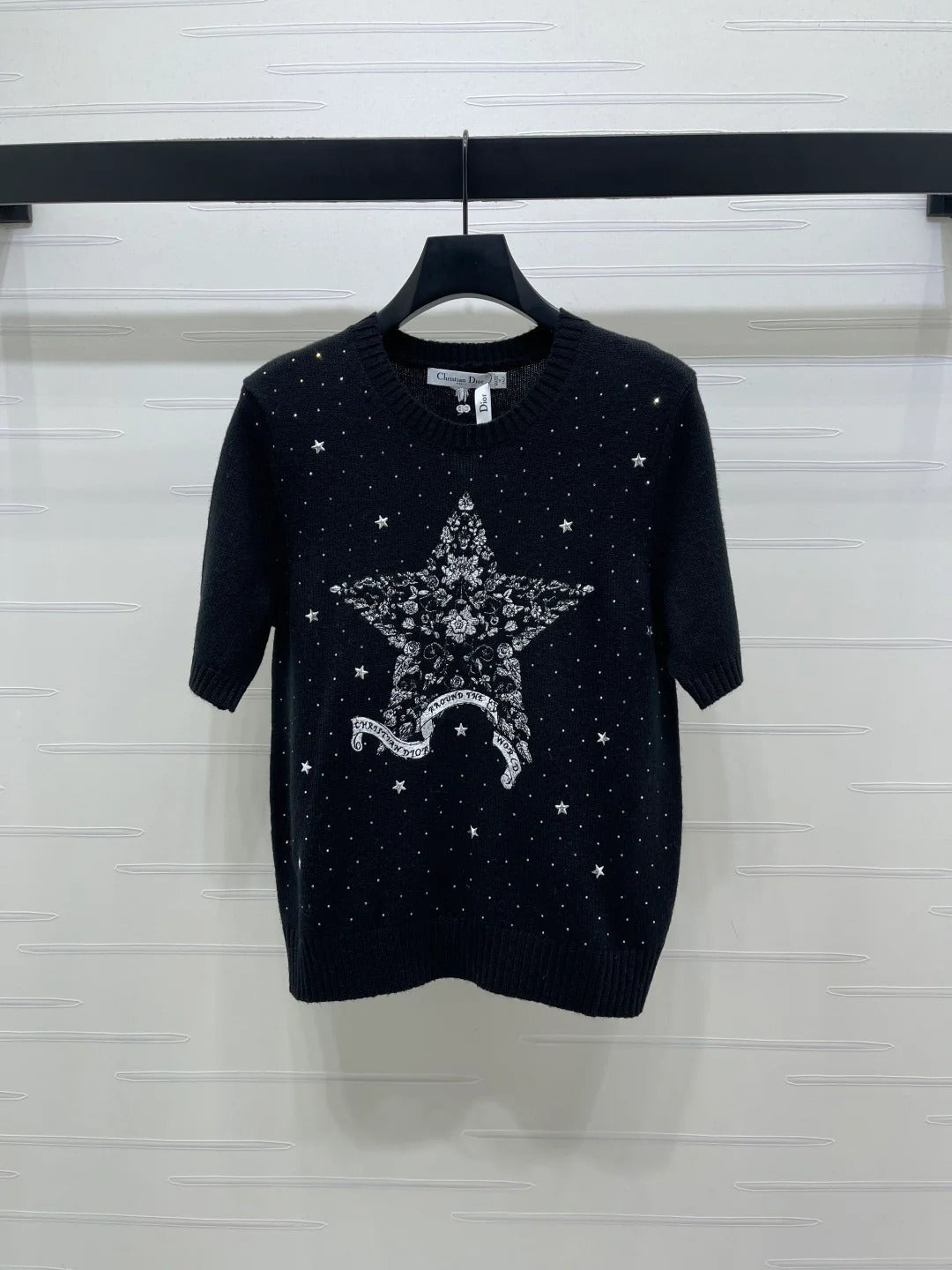 Dior 2026 Rhinestone Star Short-Sleeve Shirt Wool