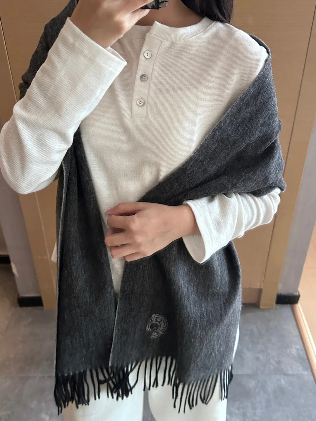 HERMES 25S SCARF 190 IN CASHMERE 854638