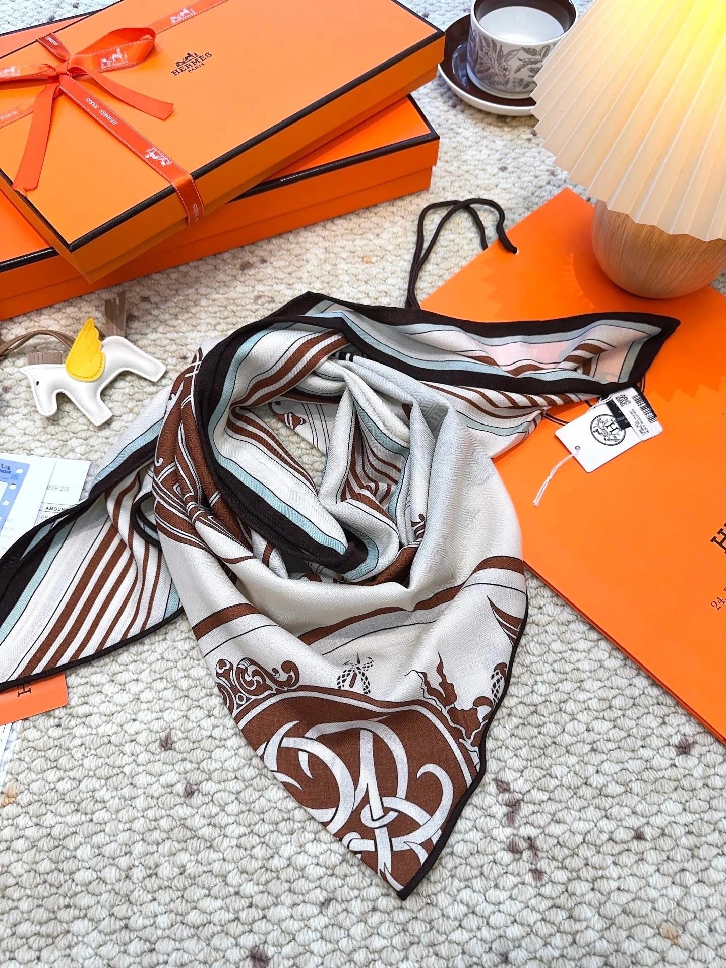 HERMES 25S SCARF 140 IN CASHMERE SILK 854529