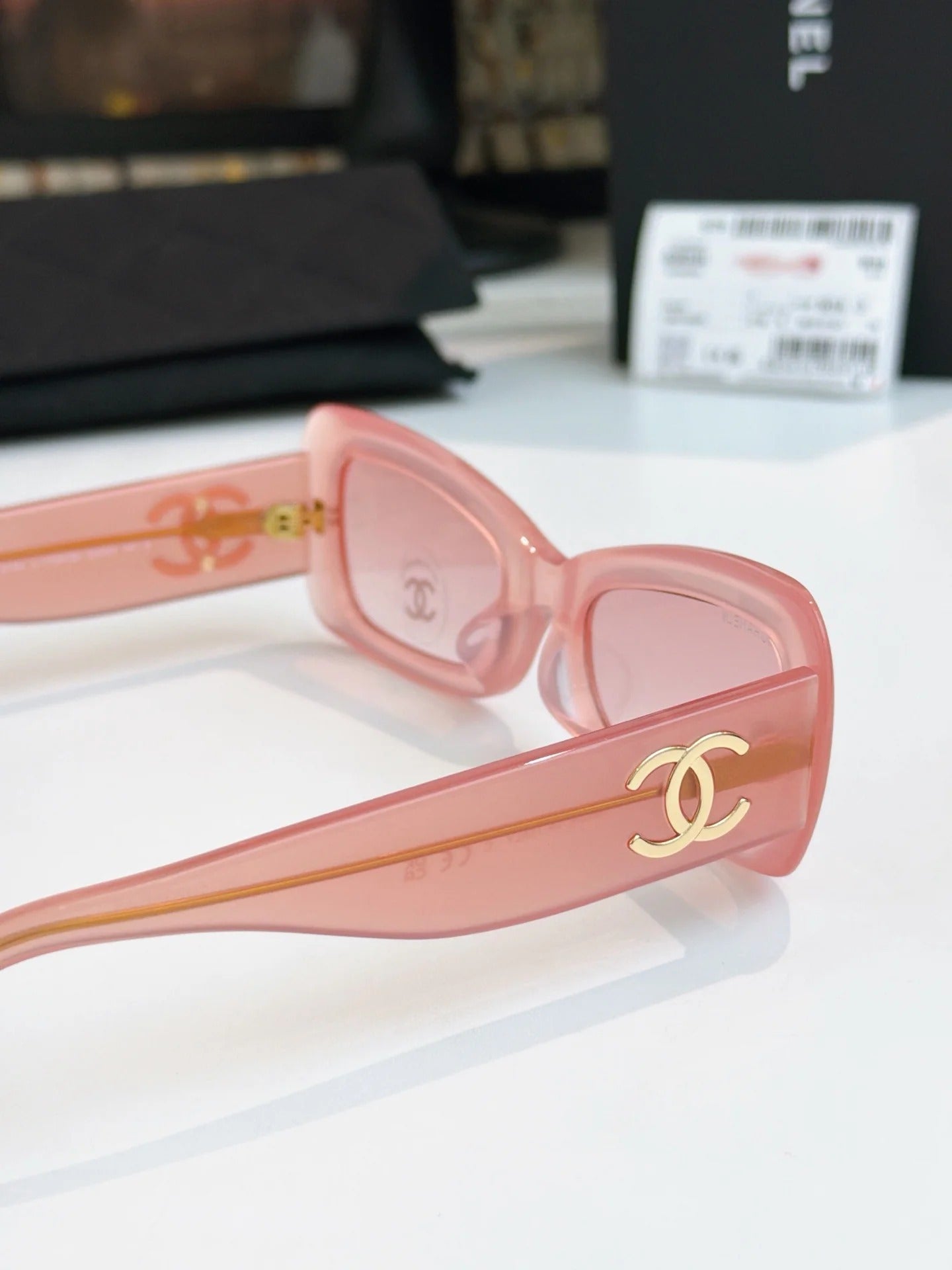 Chanel Cat Eye Sunglasses Pink Acetate Calfskin CH9181