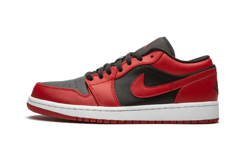 Nike Air Jordan 1 Low Bred Toe Red Black Leather