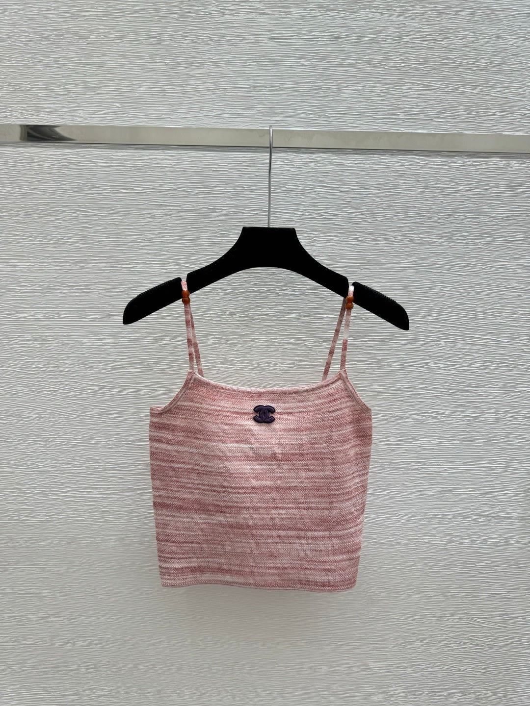 Chanel 2026 Strap Cami Tank Tops Pink Beige Wool Nylon