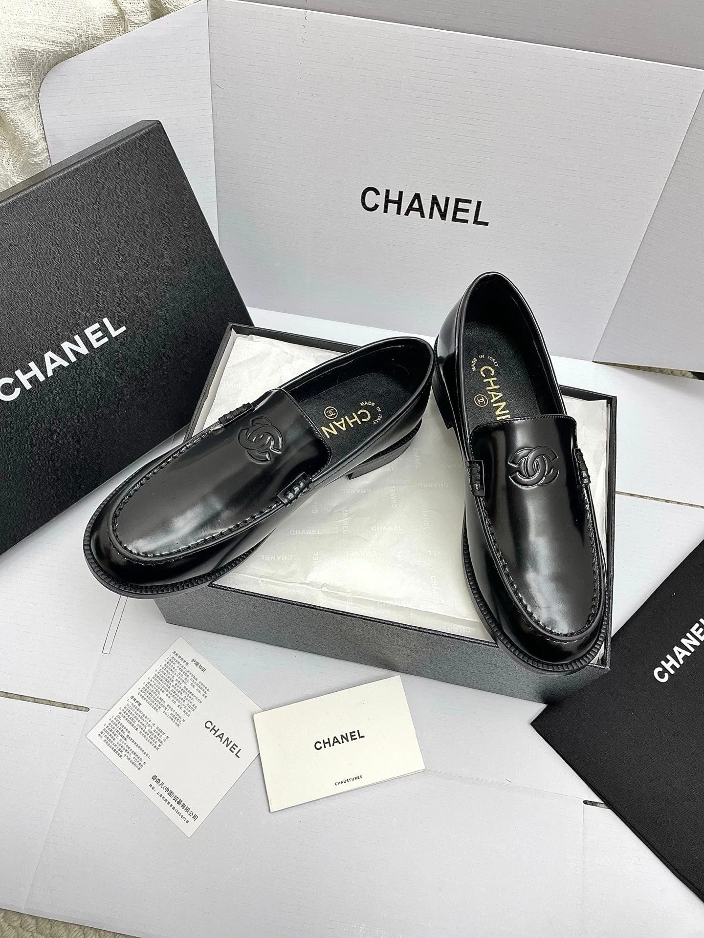 CC 26s Double C Loafers Black Calfskin 645307