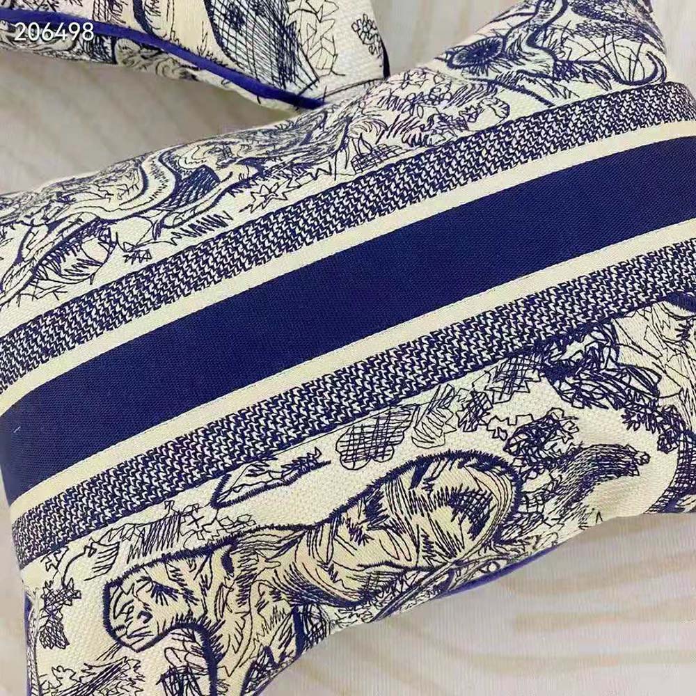 Dior Rectangular Pillow Blue Toile De Jouy Cotton