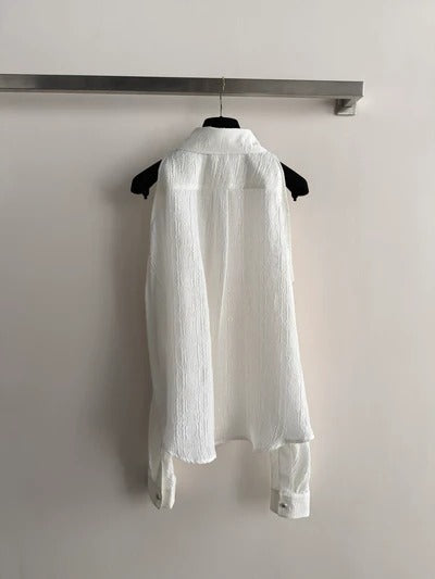 Chanel 2026 Long-sleeved Shirt White Silk Jacquard 357364