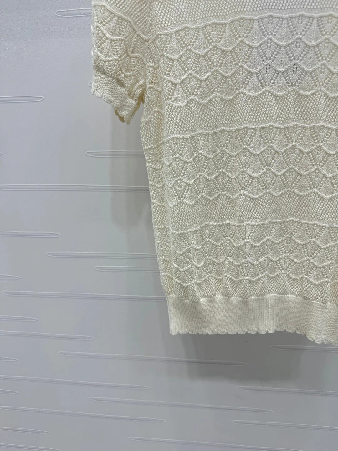 CHANEL 25S HOLLOW KNIT SHORT SLEEVE TOP 264150