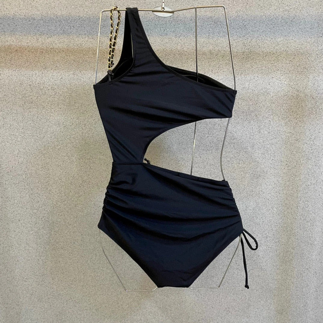 CC BIKINI SWIMSUIT SET IN BLACK AND WHITE LOGO 599123