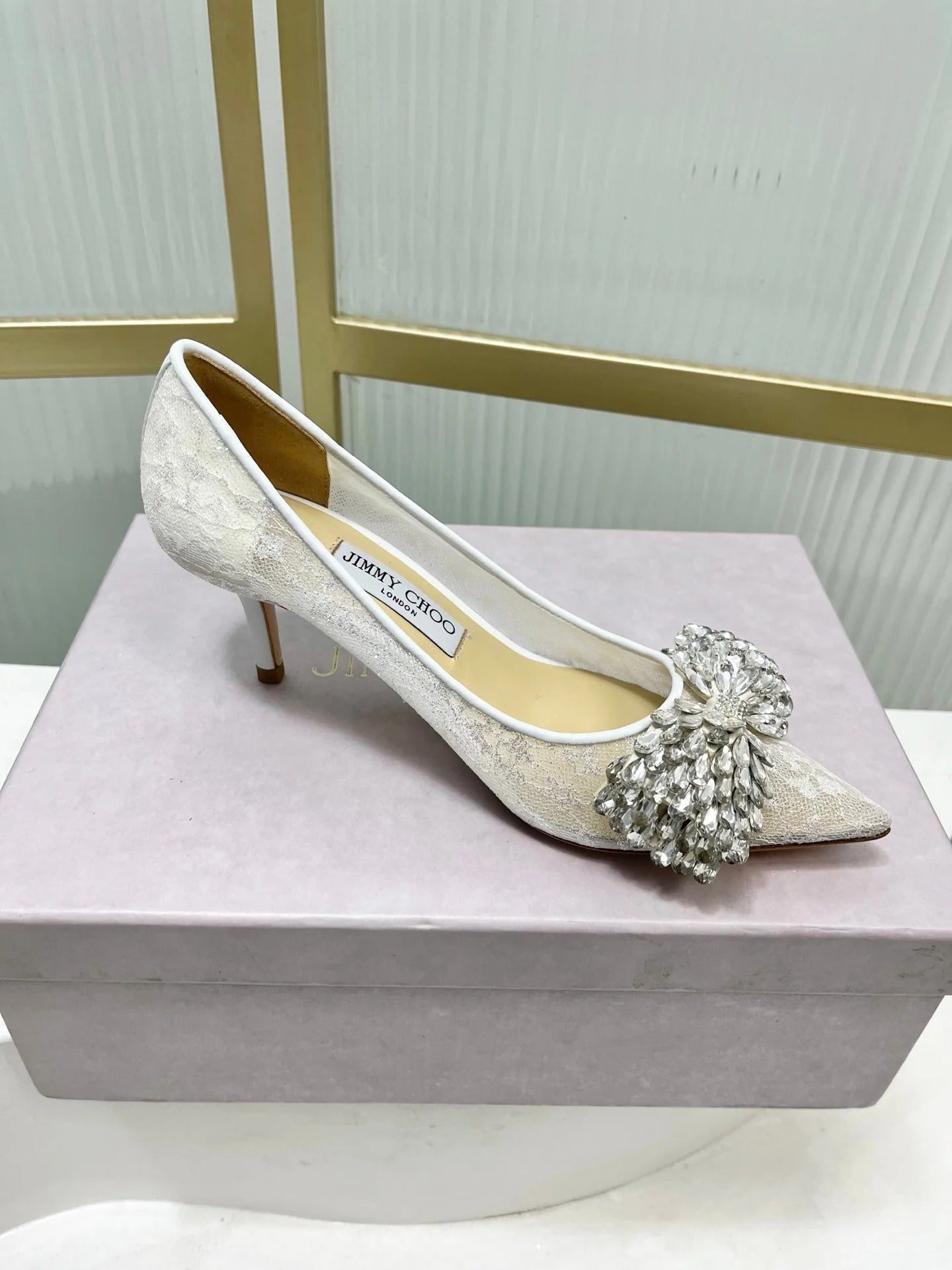 Jimmy 26s High Heels 65 White Imported Lace Sheepskin 605984