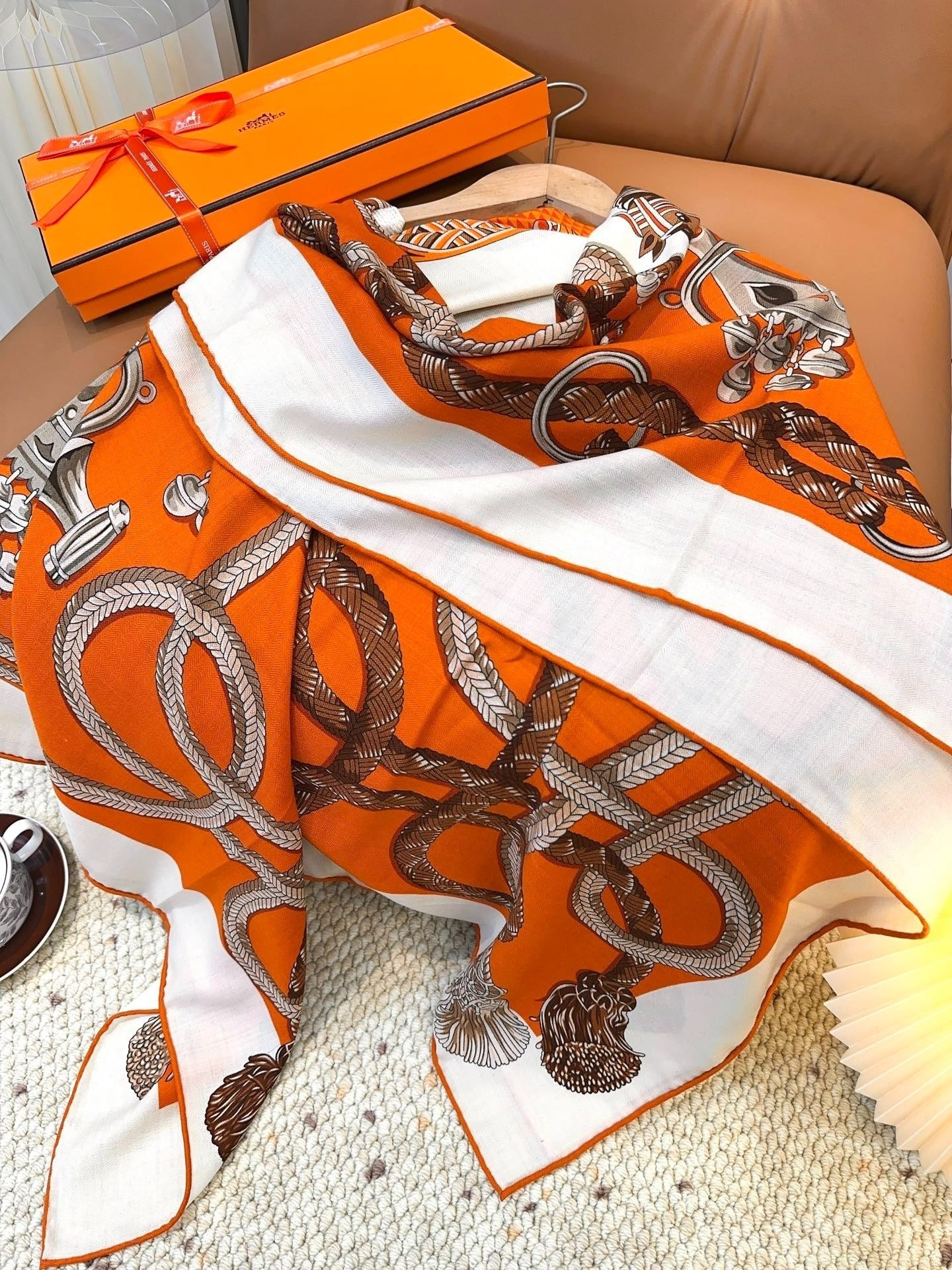 HERMES 25S SCARF 140 IN CASHMERE SILK 854539