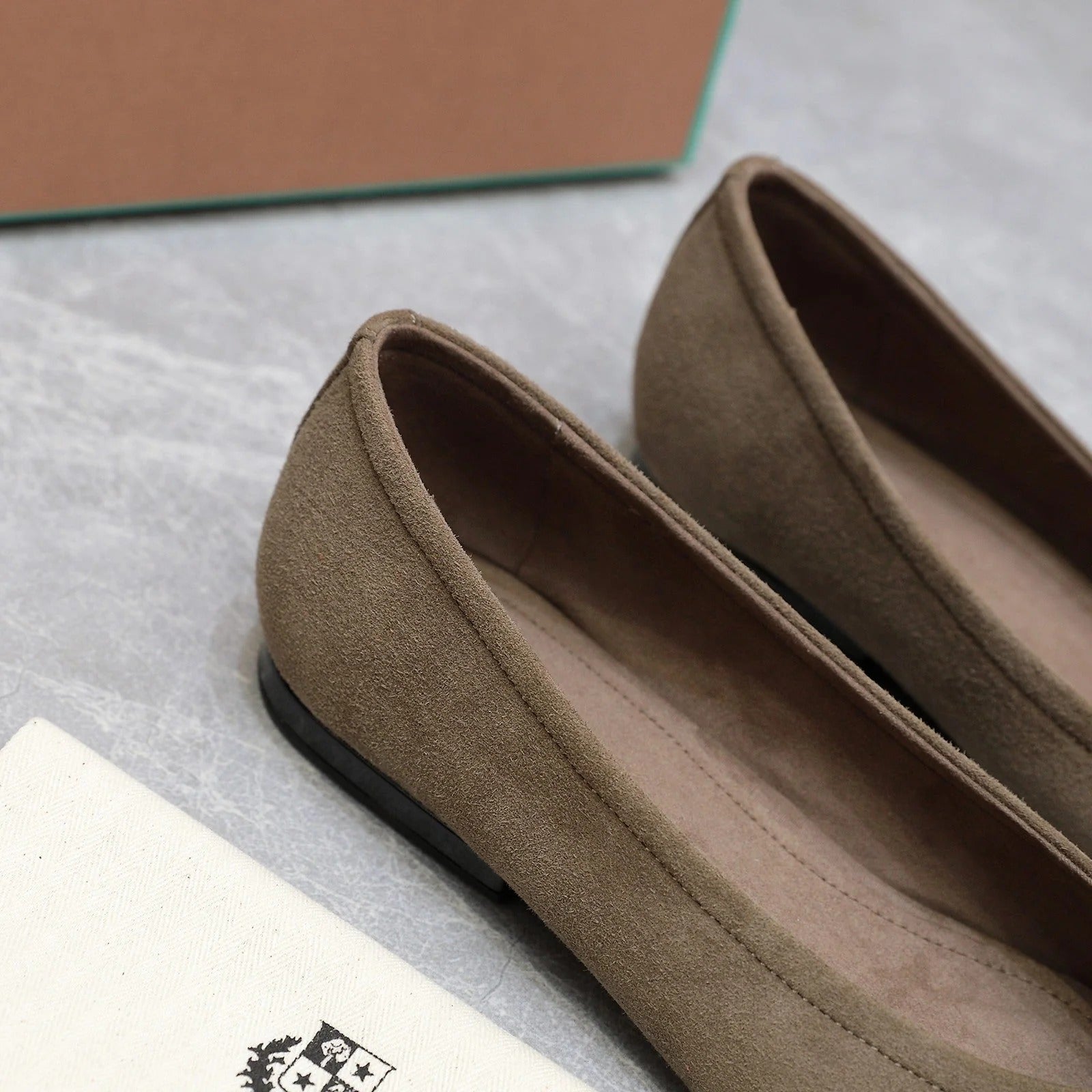 Classic Ballet Shoes In Heavy Brown Suede