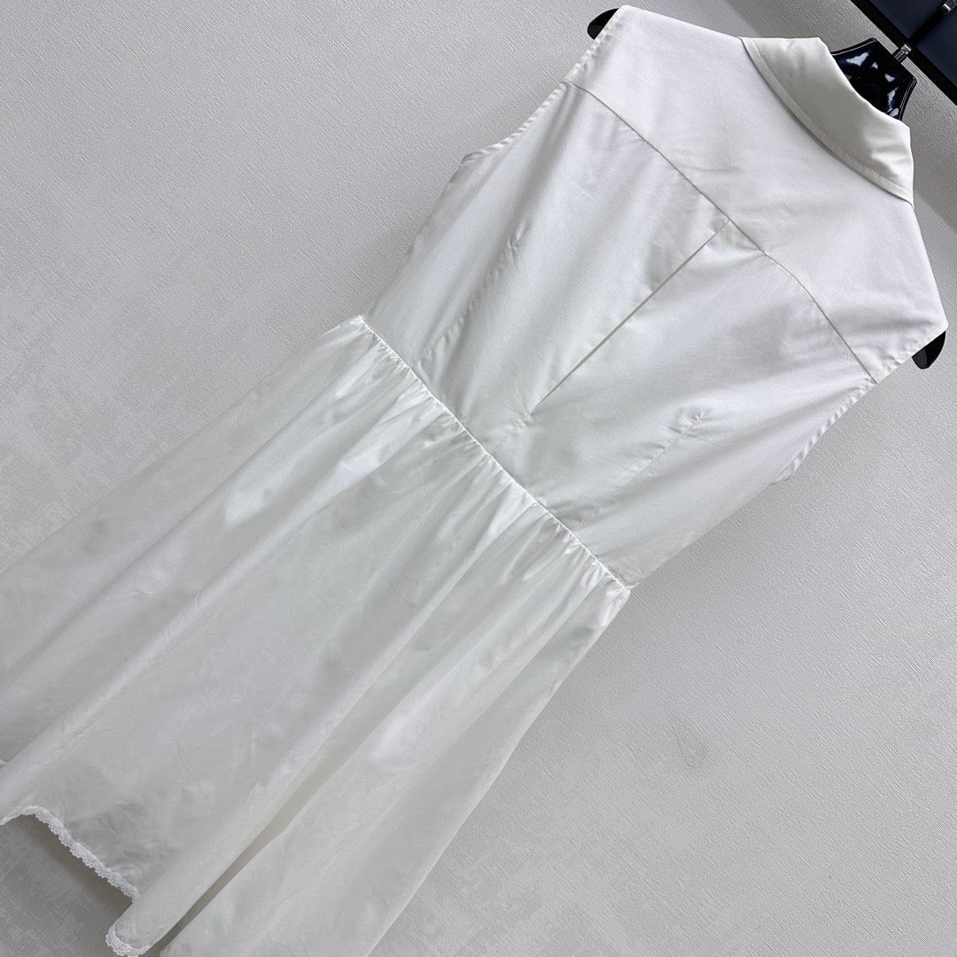 MIU 25S PLEATED VEST DRESS WITH LAPEL COLLAR 264505