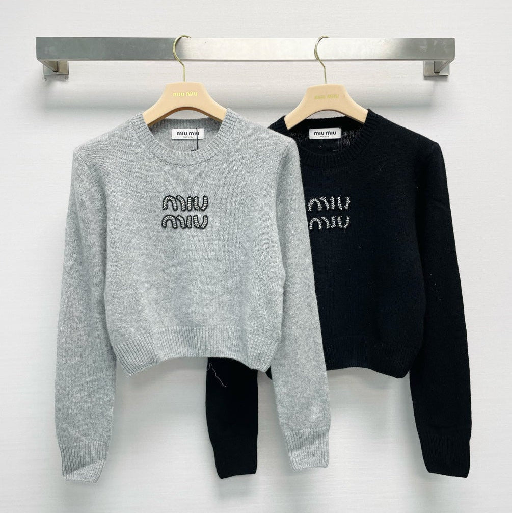 Miu 26FW Cropped Logo Sweater Wool 440339