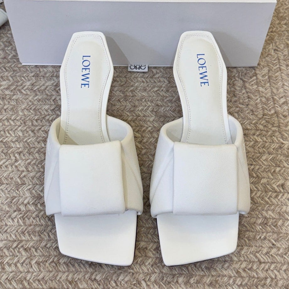 Loewe 2026 Origami Padded Square-Toe Sandals Leather 166744