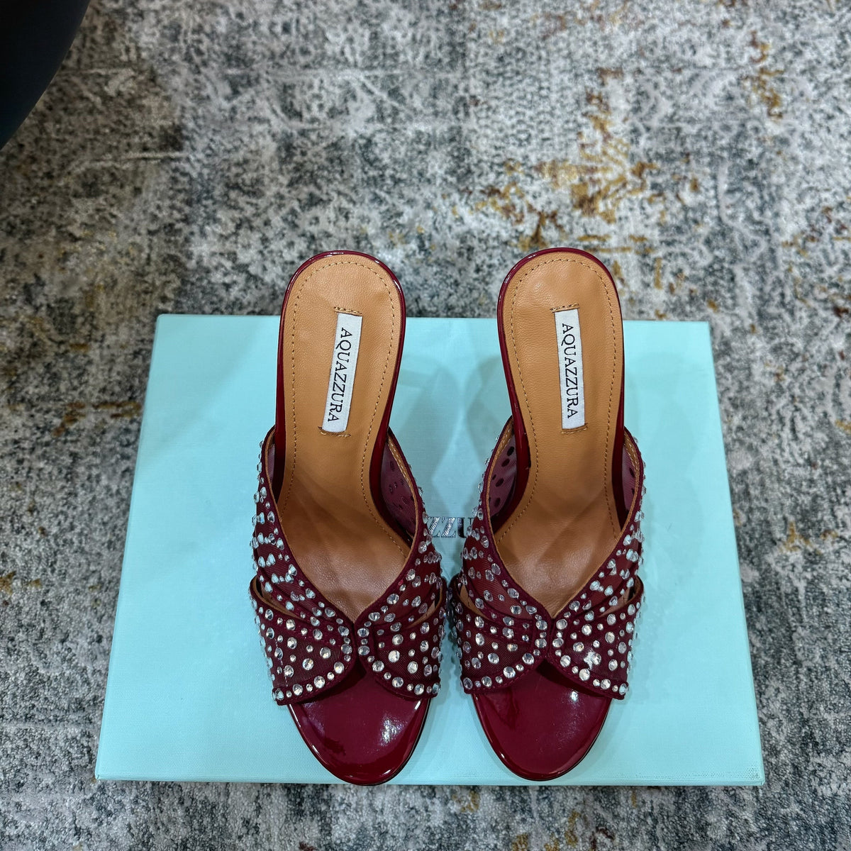 Aquazzura 26S High-Heel Sandals 10.5cm Dark Red Patent Calfskin And Mesh
