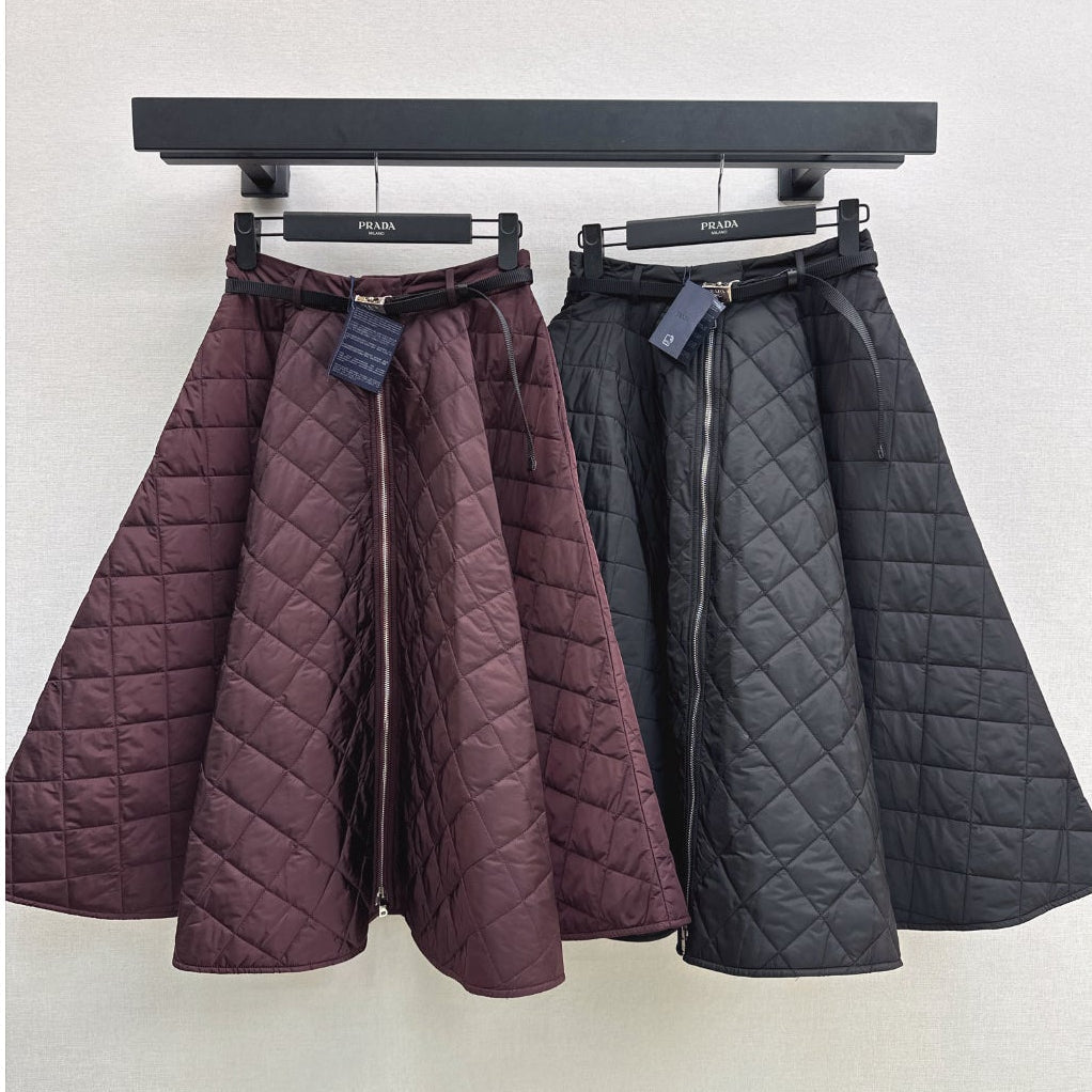 Prad Quilted A-Line Long Skirt Polyester 440522