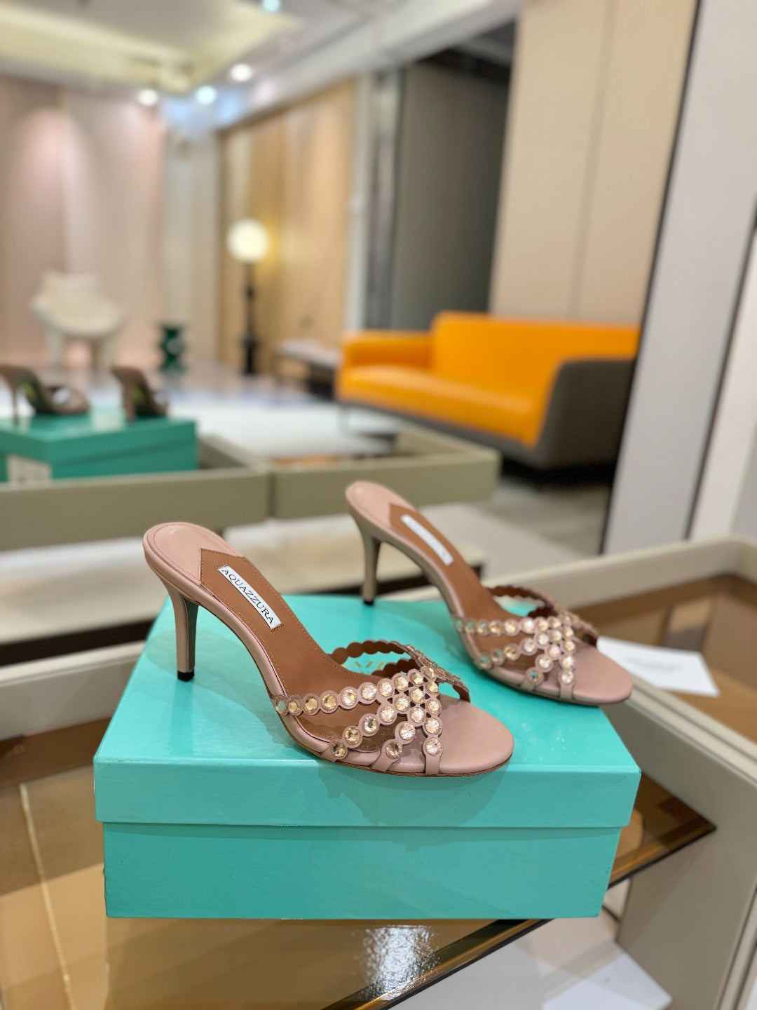 Aquazzura 26S Tequila Heeled Sandals 8.5cm Dark Nude Lambskin