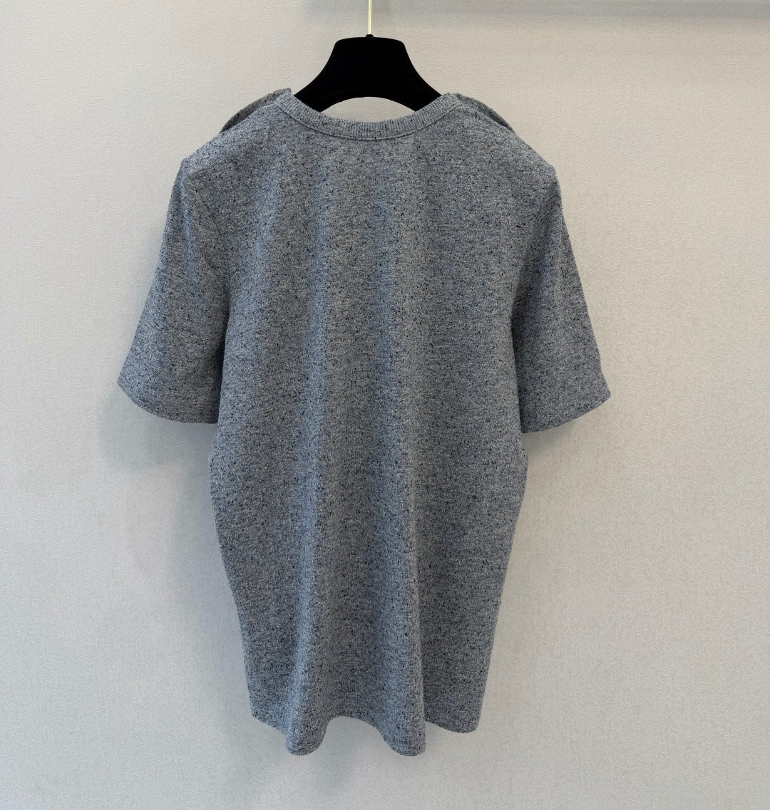 CC 26FW Shoulder Button Knit T-Shirt Gray Silk 440300