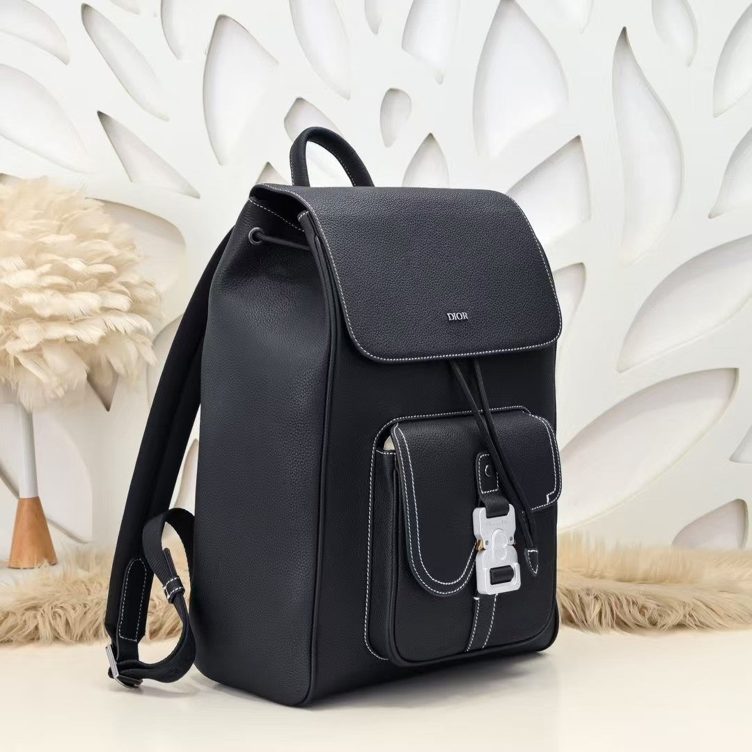 CD Saddle Backpack 40cm Black Calfskin