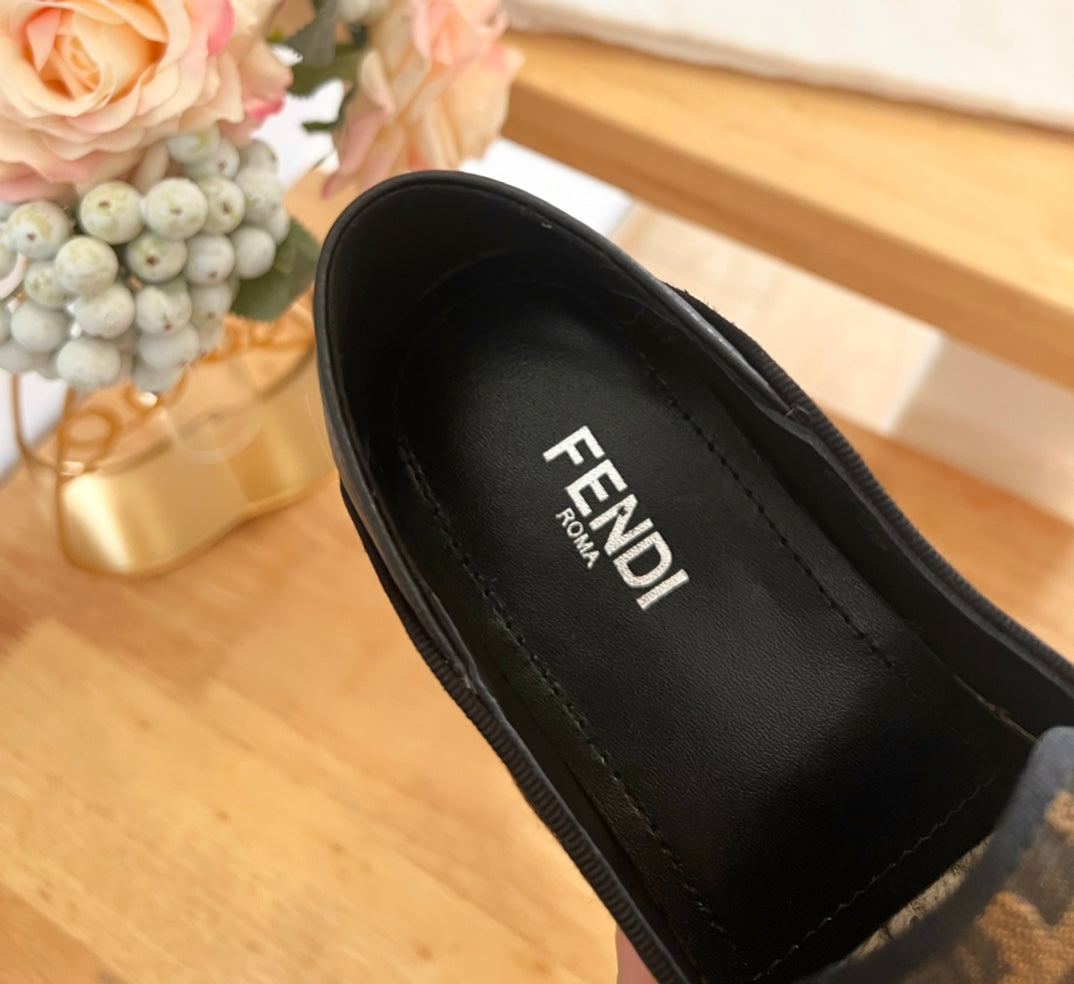 Fendi 26S Espadrille Loafers Dark Brown Canvas Style 6