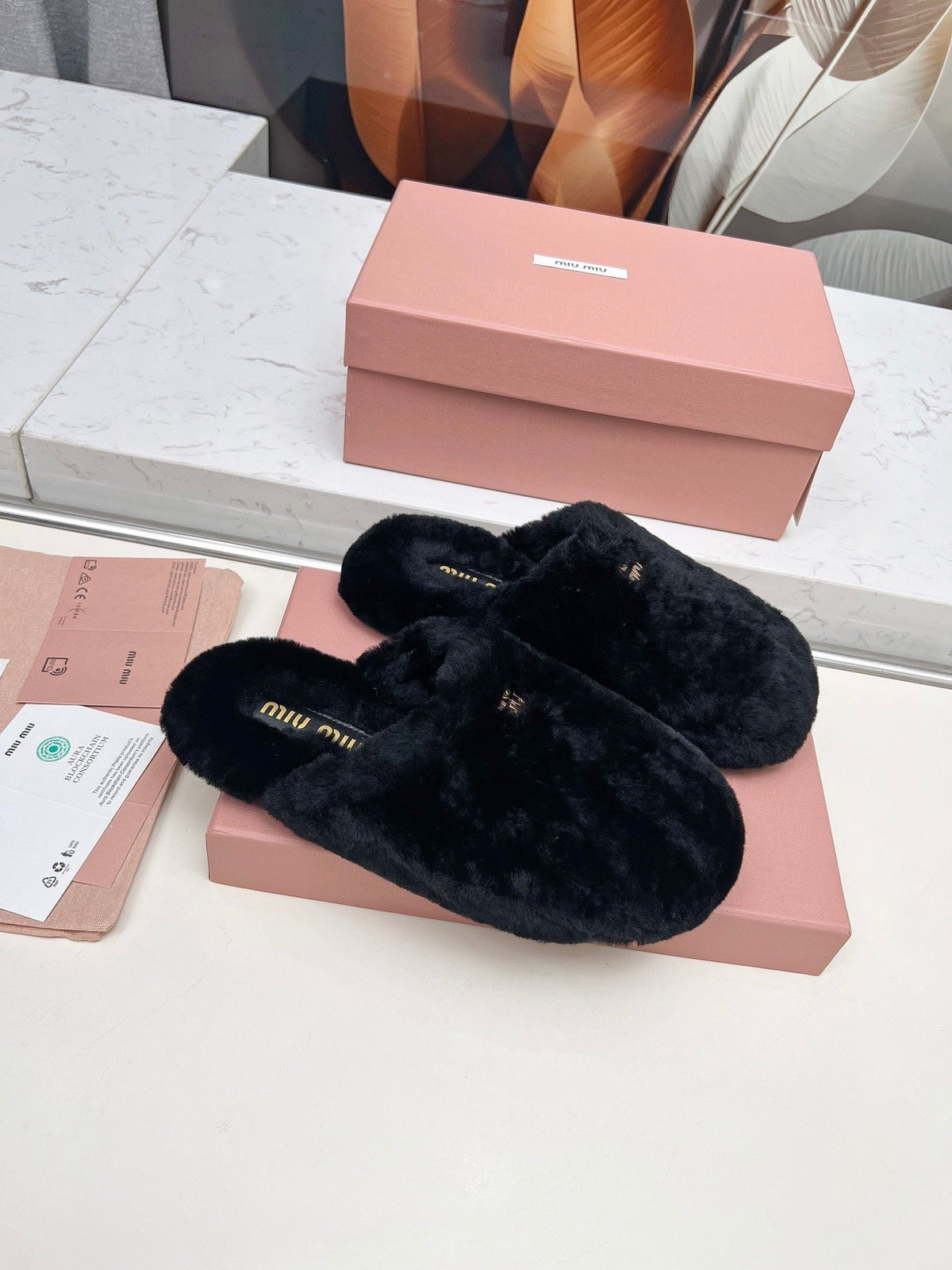 Miumiu 26S Mules Black Shearling