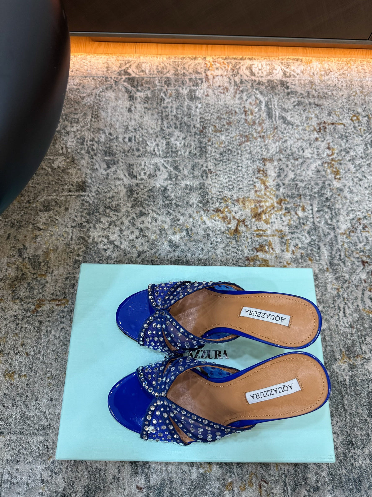 Aquazzura 26S High-Heel Sandals 10.5cm Navy Blue Patent Calfskin And Mesh