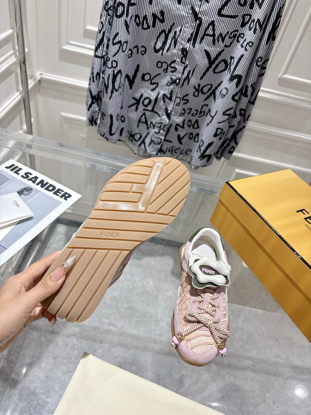 Fendi 26S Sneakers Light Pink Fabric And Suede
