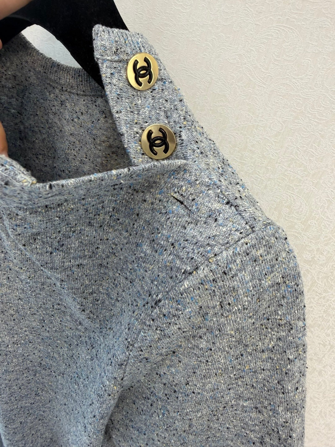 CC 26FW Shoulder Button Knit T-Shirt Gray Silk 440300