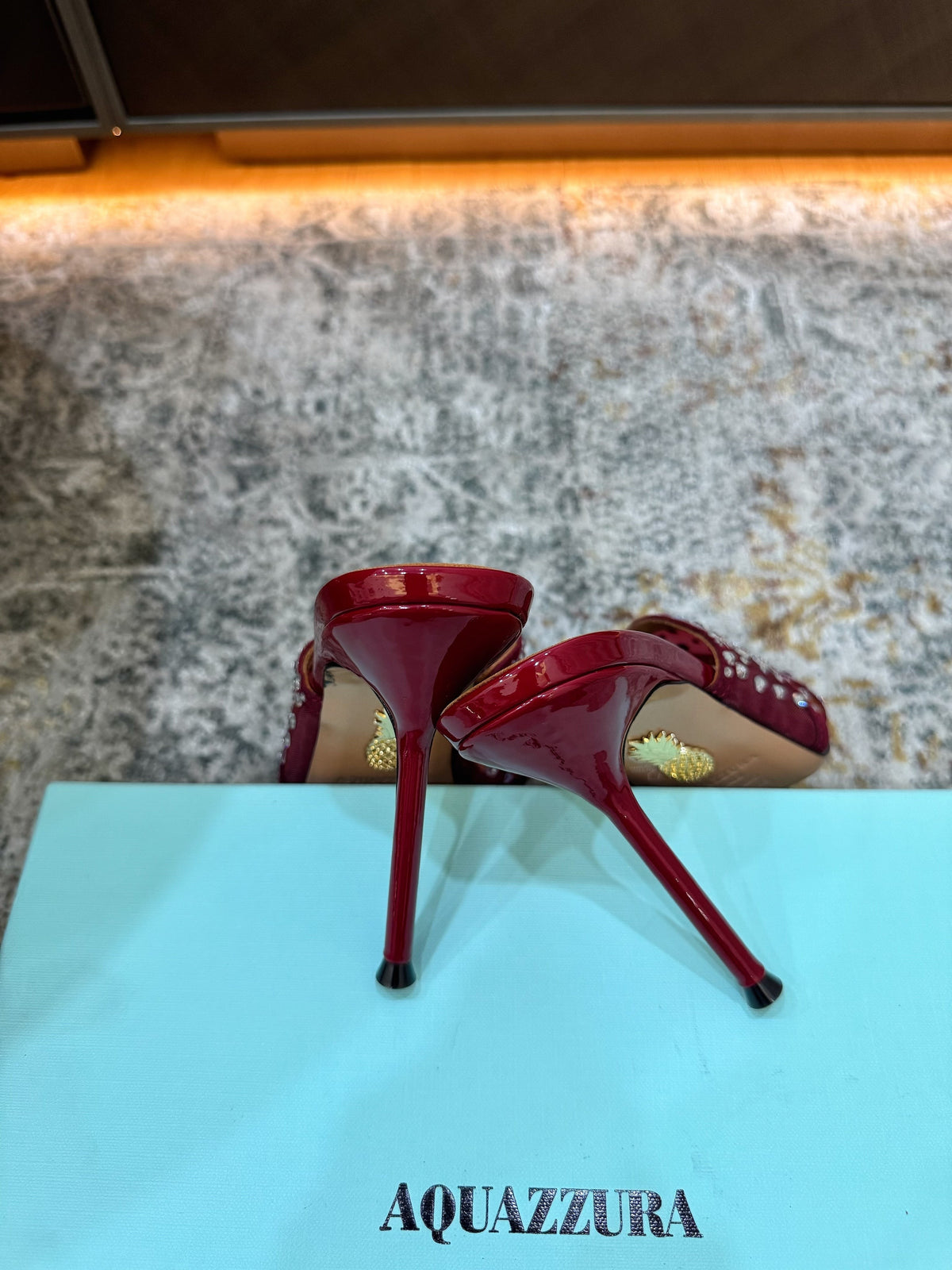 Aquazzura 26S High-Heel Sandals 10.5cm Dark Red Patent Calfskin And Mesh