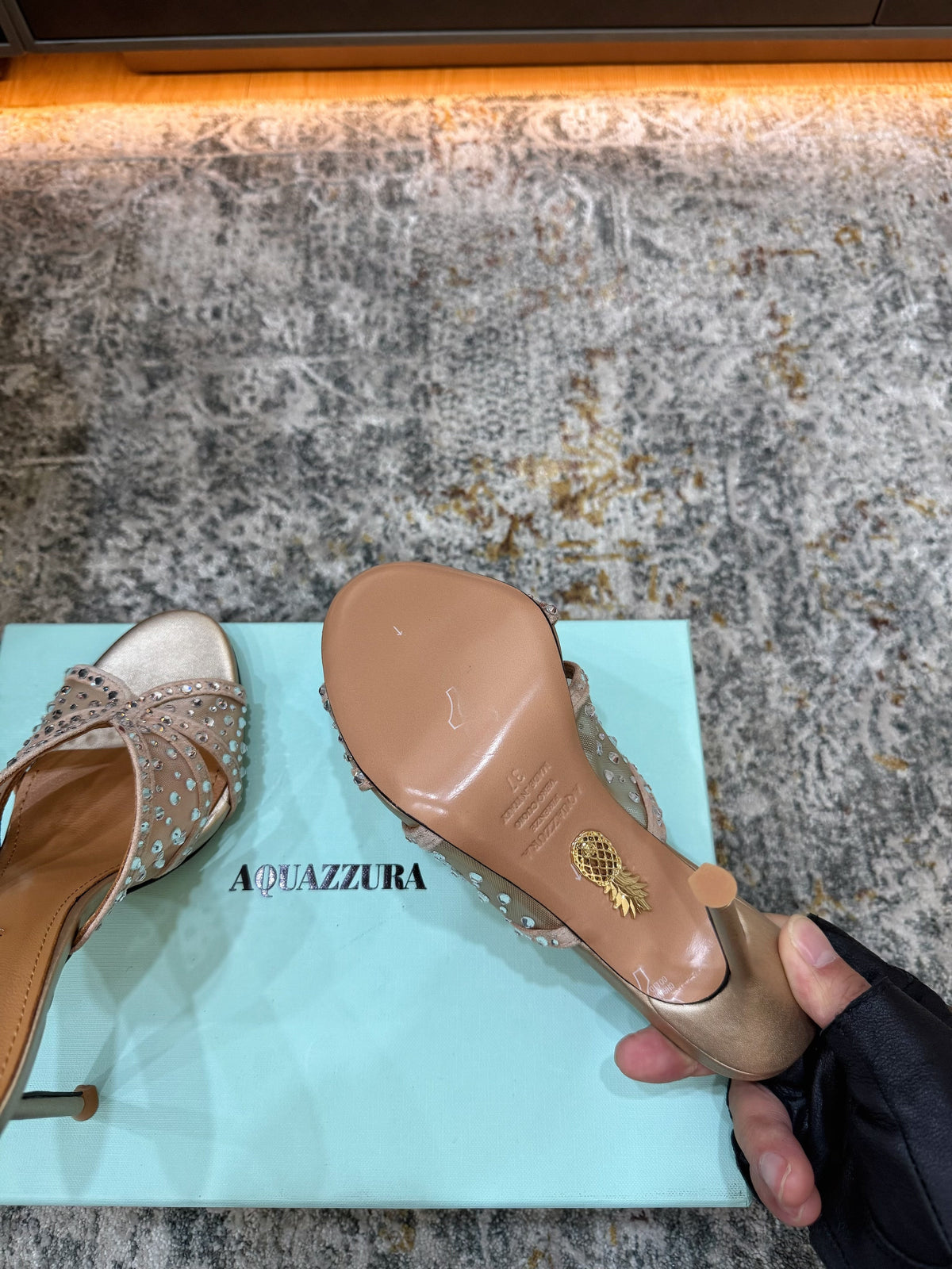 Aquazzura 26S High-Heel Sandals 10.5cm Light Gold Calfskin And Mesh