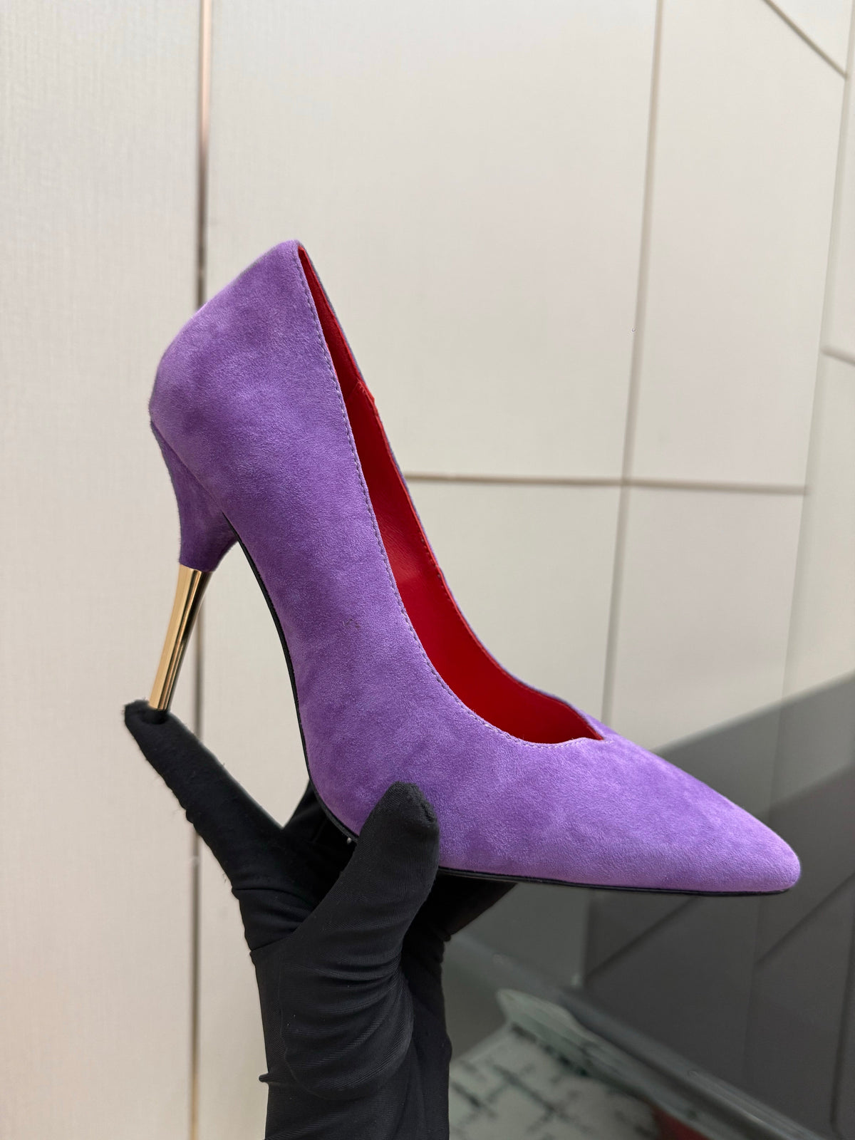 Valentino 26S High Heels 10cm In Purple Suede