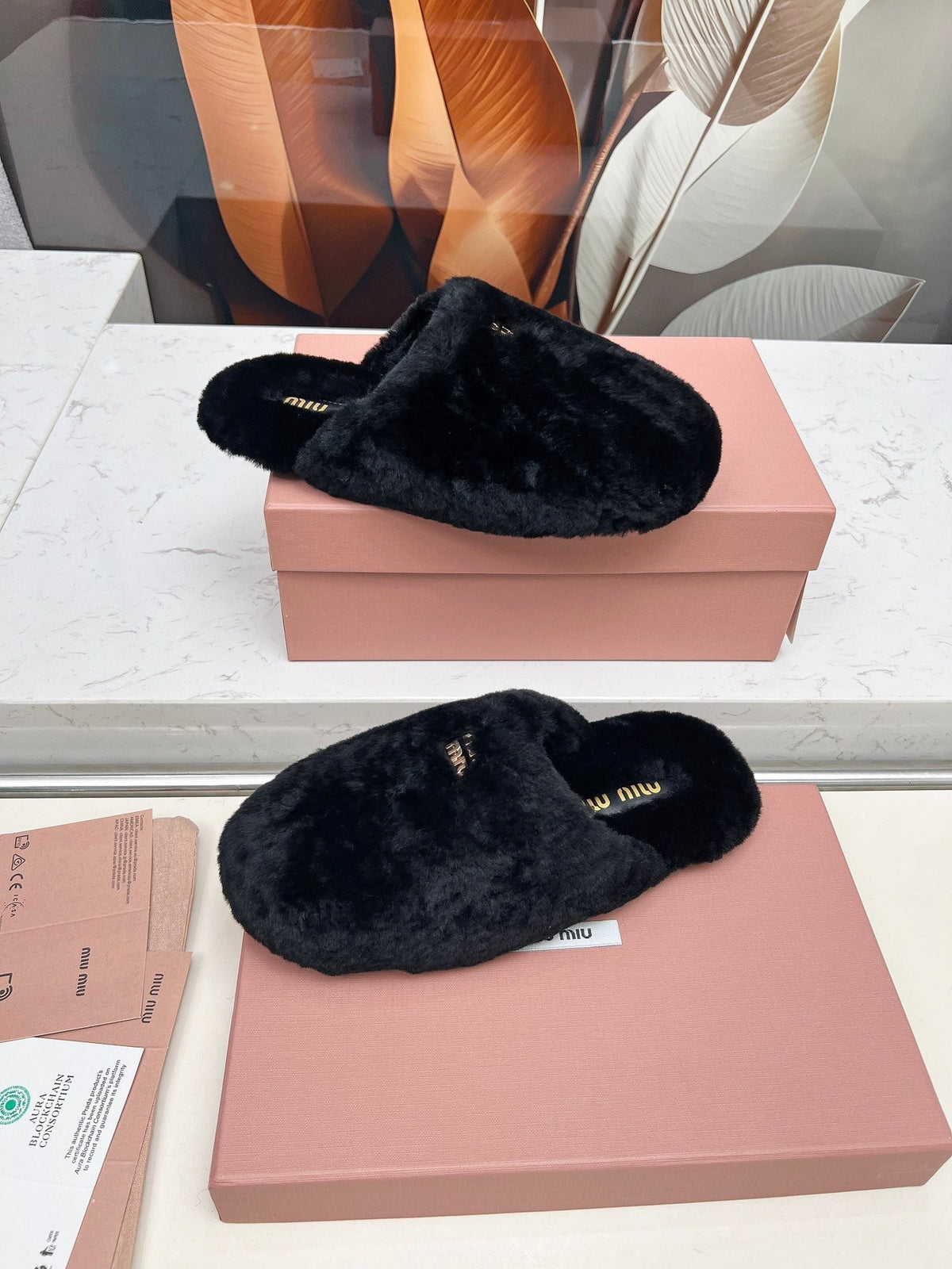 Miumiu 26S Mules Black Shearling