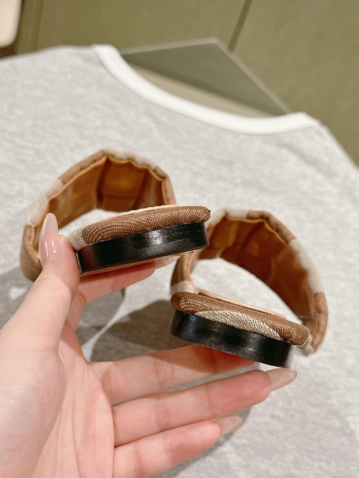 Fendi 26S Slide Sandals Beige And Brown Canvas