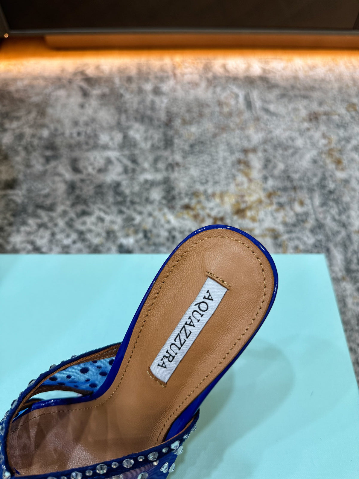 Aquazzura 26S High-Heel Sandals 10.5cm Navy Blue Patent Calfskin And Mesh