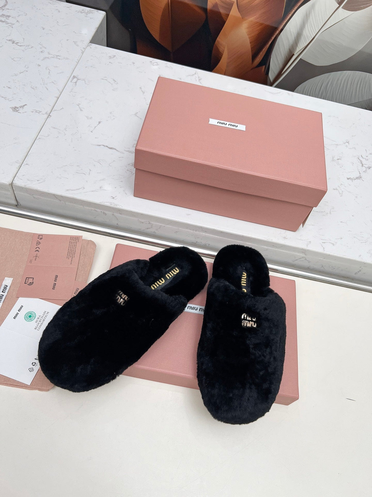 Miumiu 26S Mules Black Shearling