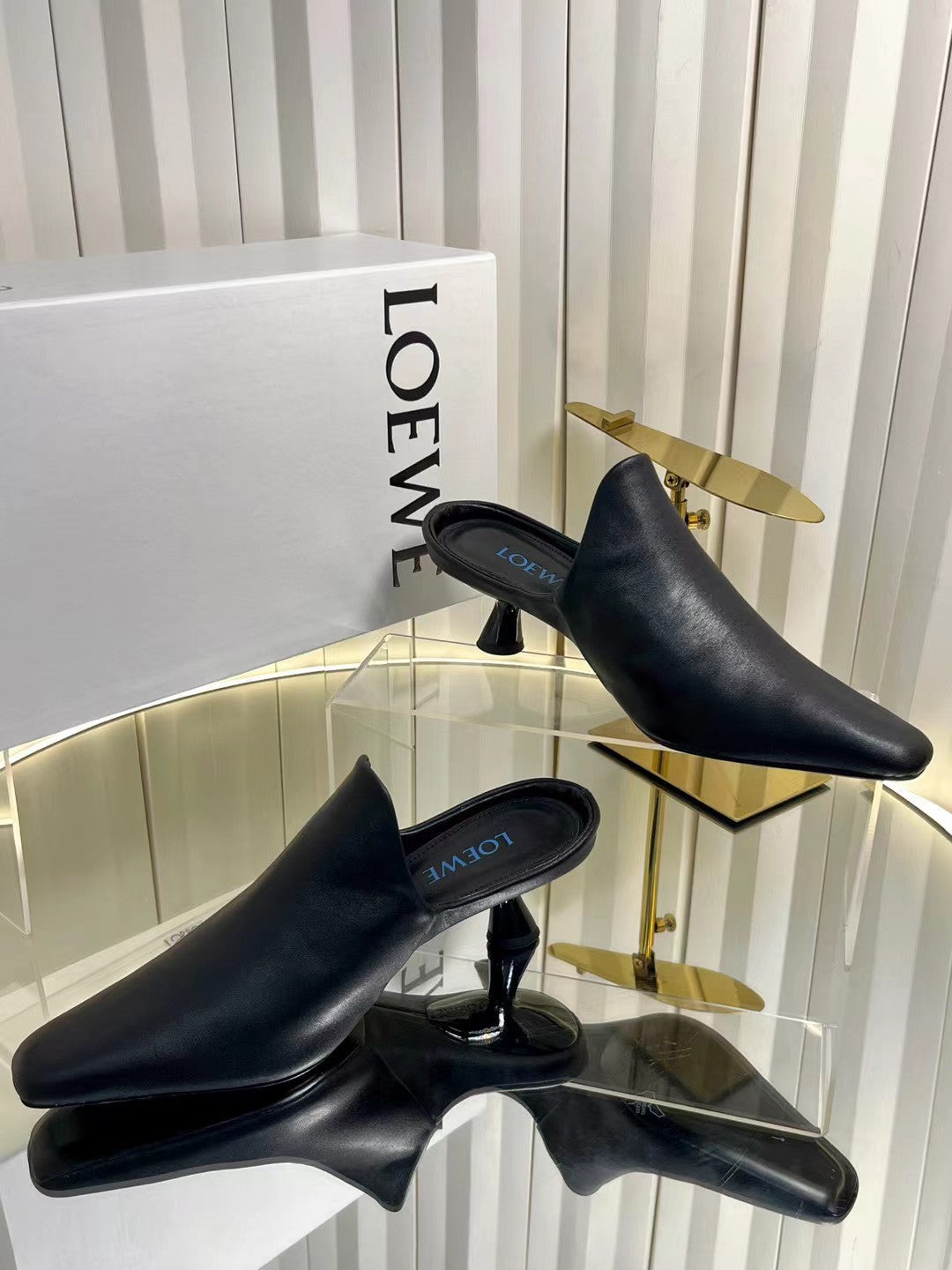 Loewe 2026 Emily Heeled Mule 50mm Leather 139084