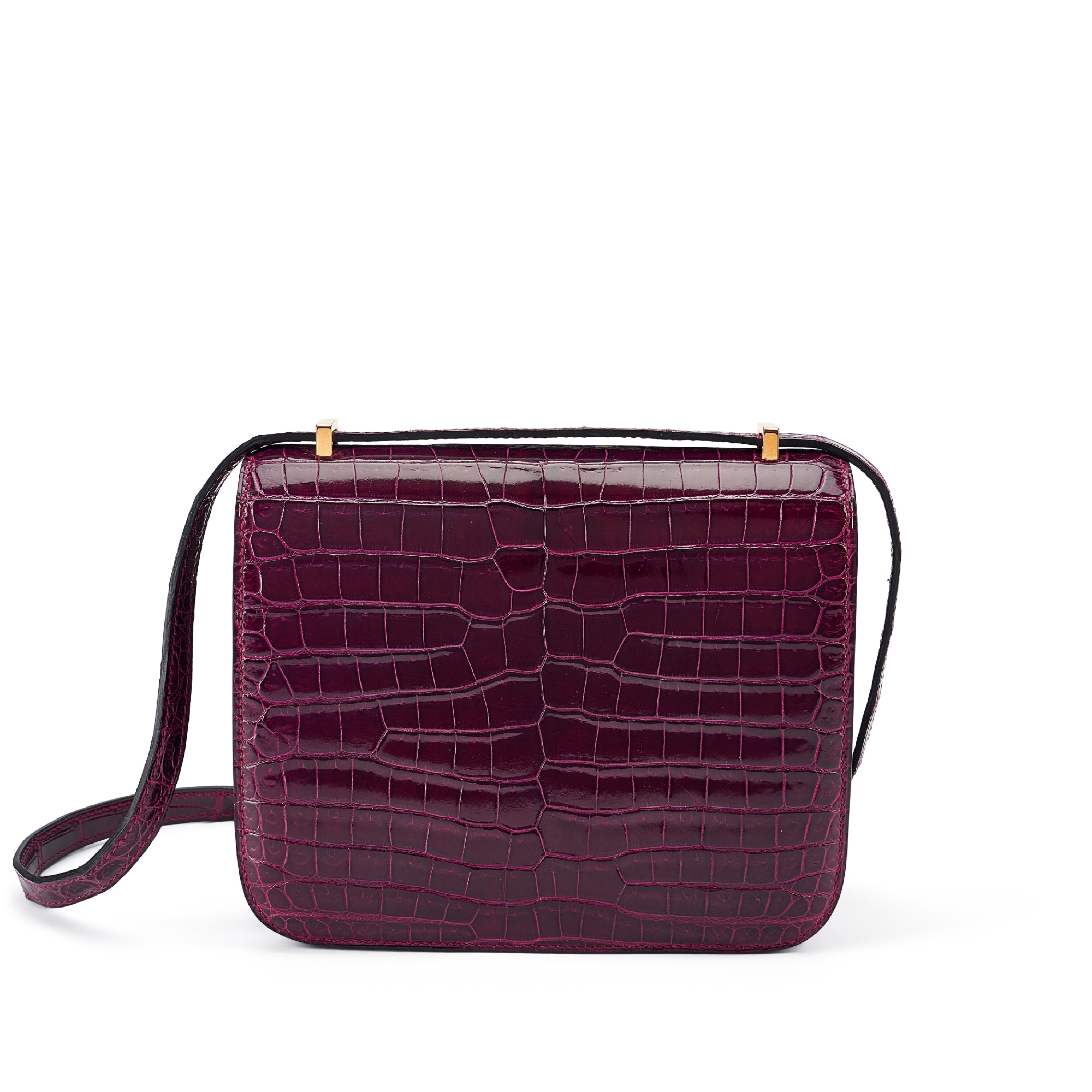 HM Constance Bag 18cm Bordeaux Shiny Crocodile (15 day for production)
