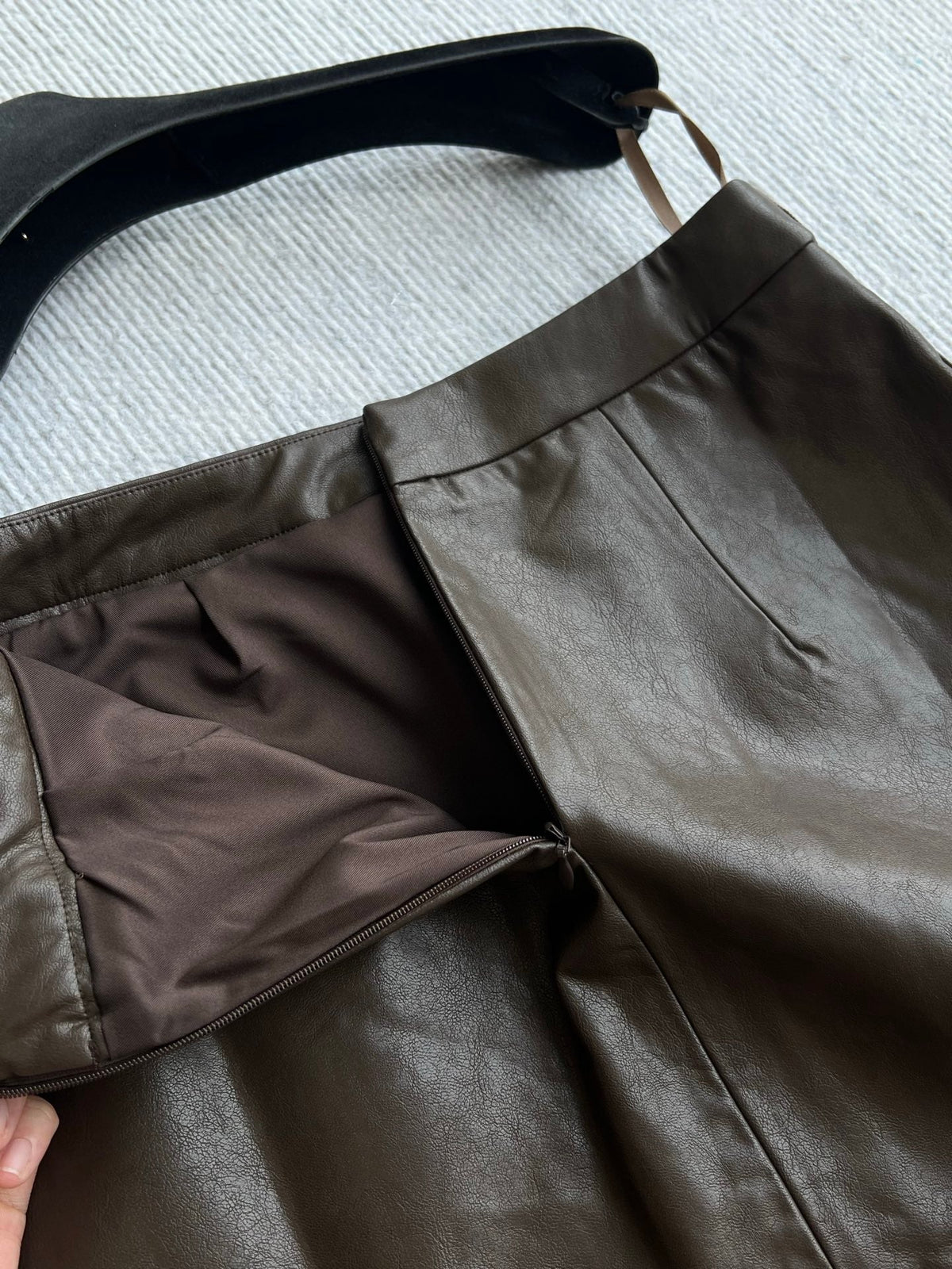 YSL 26s Leather Pencil Skirt Brown PU 434511